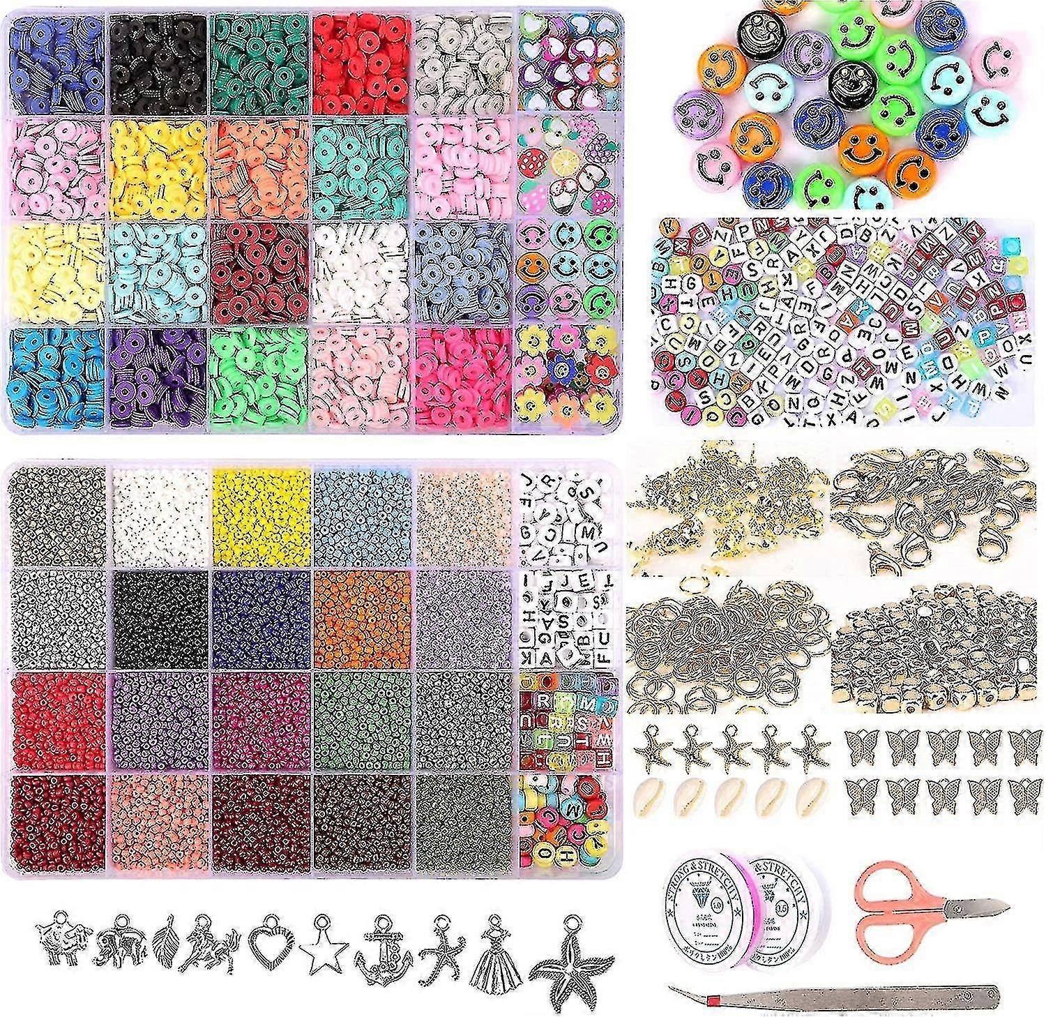 Il kit per la creazione di perline da 25.000 pezzi include perline di vetro, argilla e alfabeto
