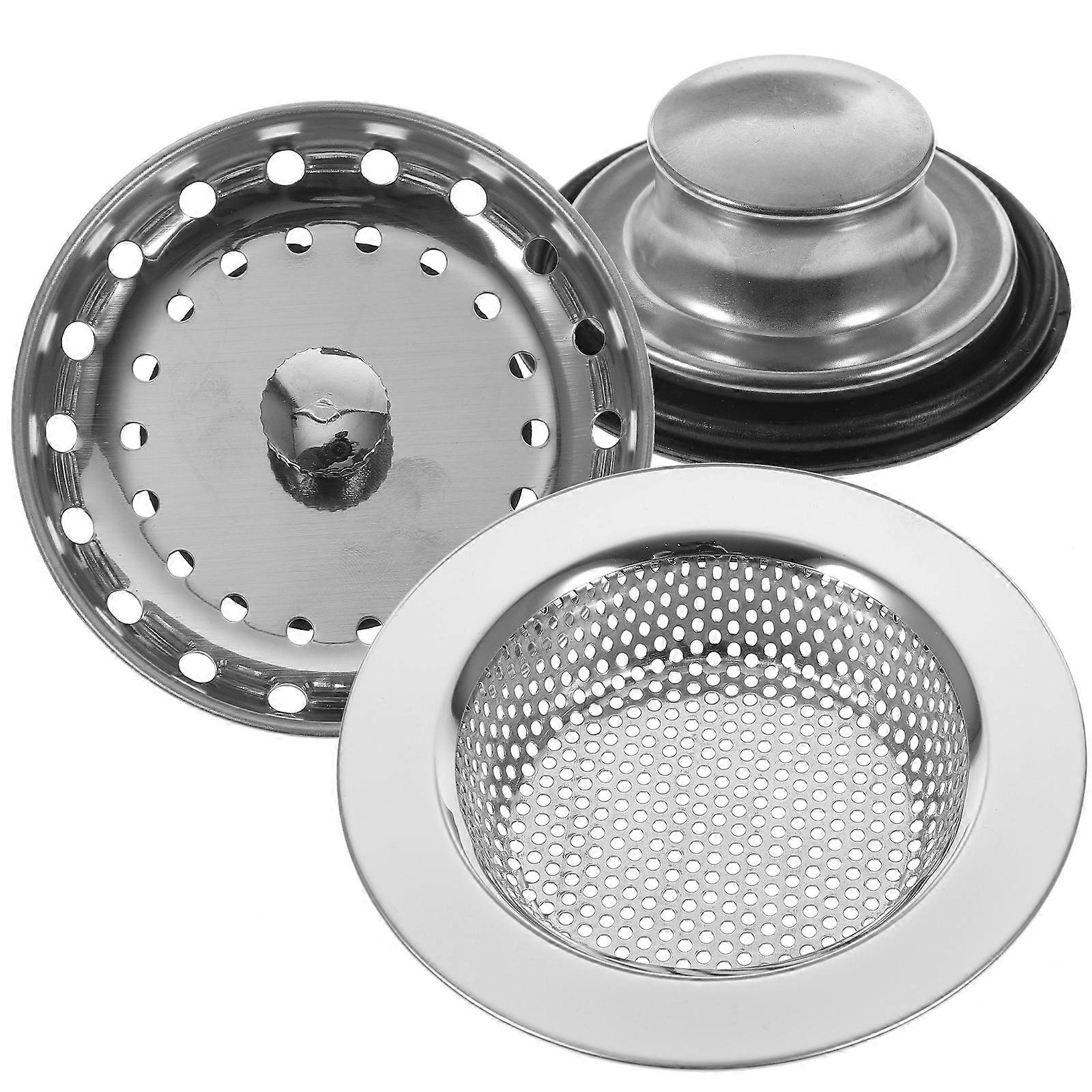 Removable Stainless Steel Filter Kitchen Sink Accessories Round Silver Debris Blocking 1 Set