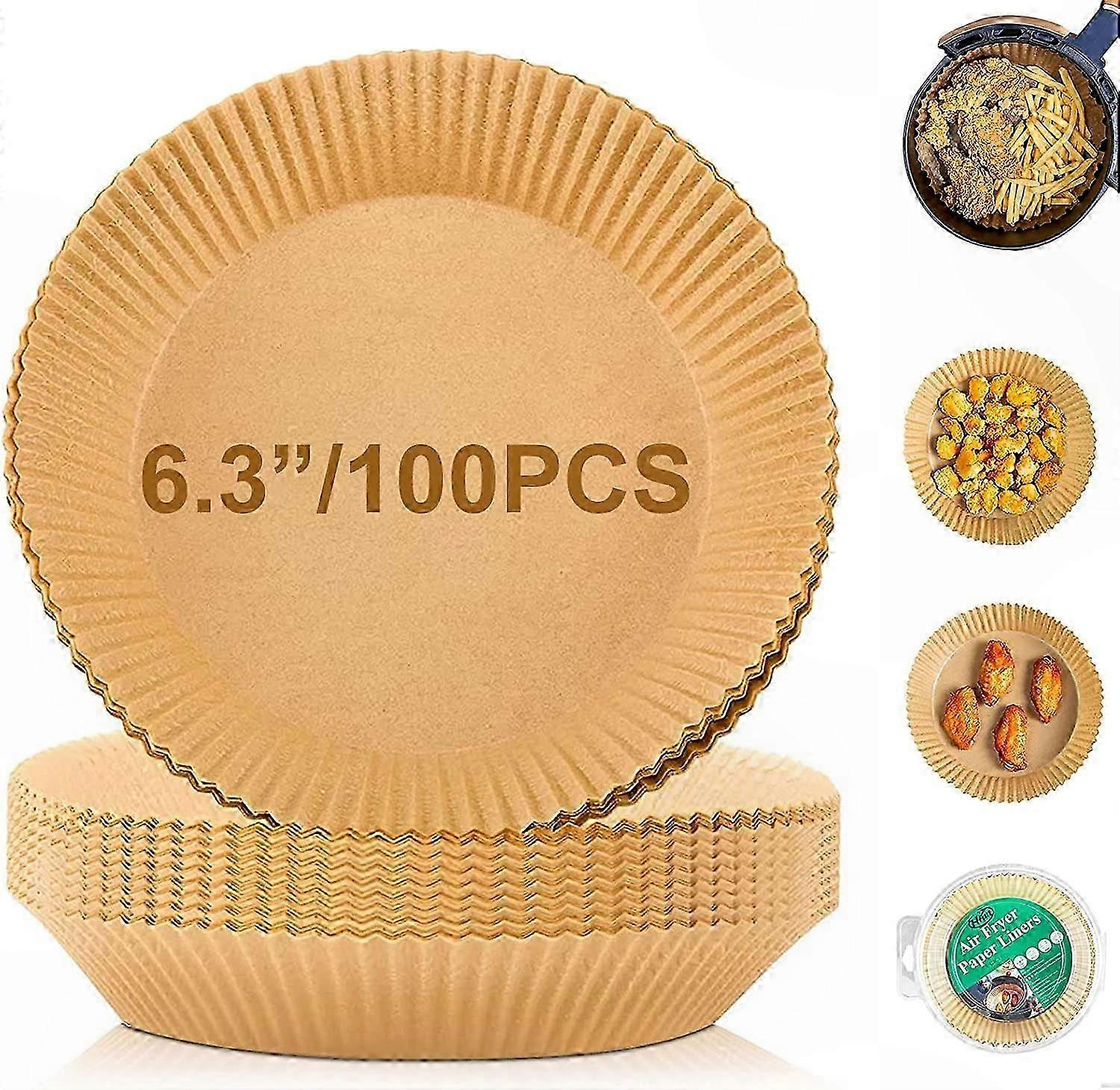 6.3 Inch Round Paper Liners for Air Fryer, 100 Count Disposable Inserts