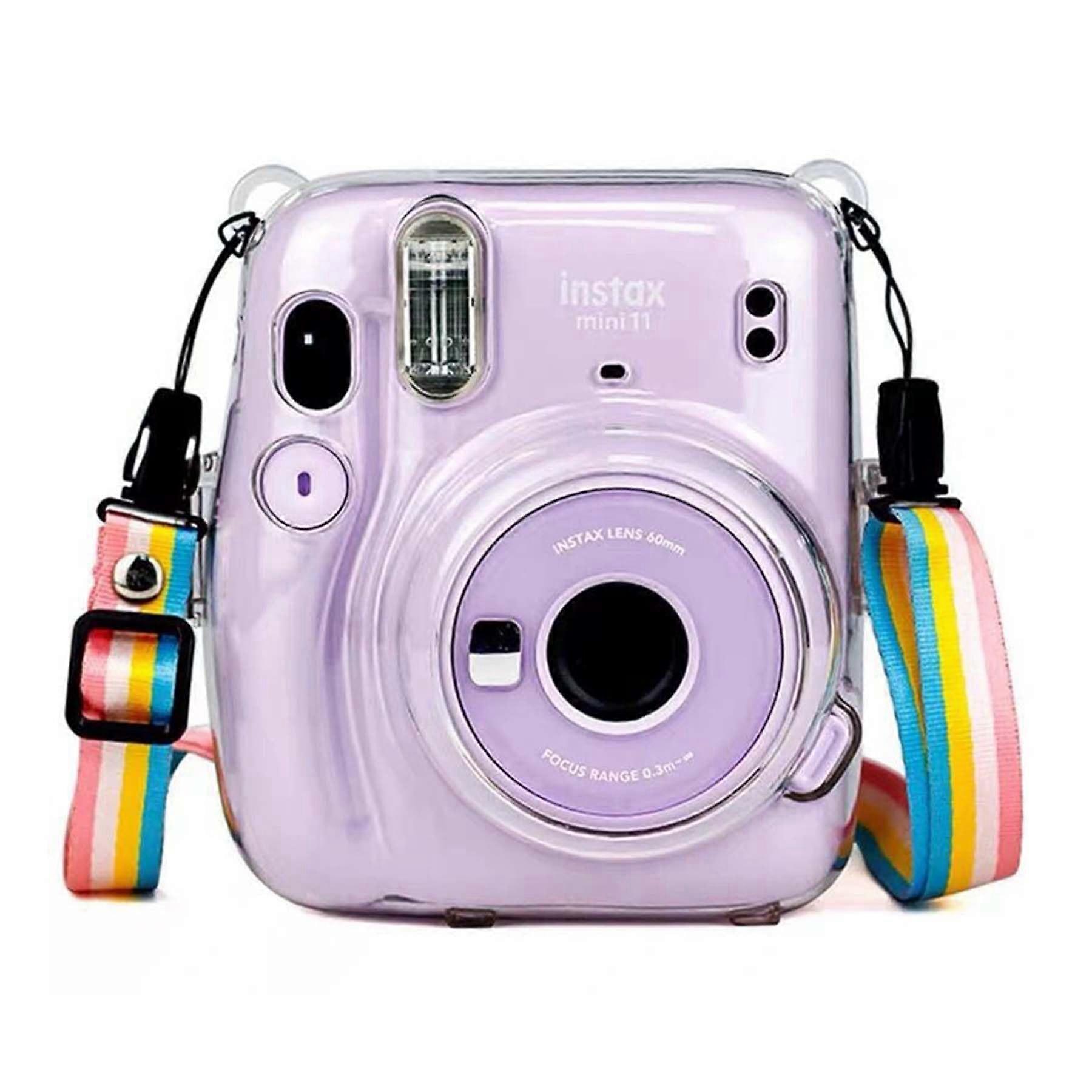 Transparent Camera Case for Fujifilm Instax Mini 11, Clear Storage Box with Shoulder Strap and Pocket Organizer