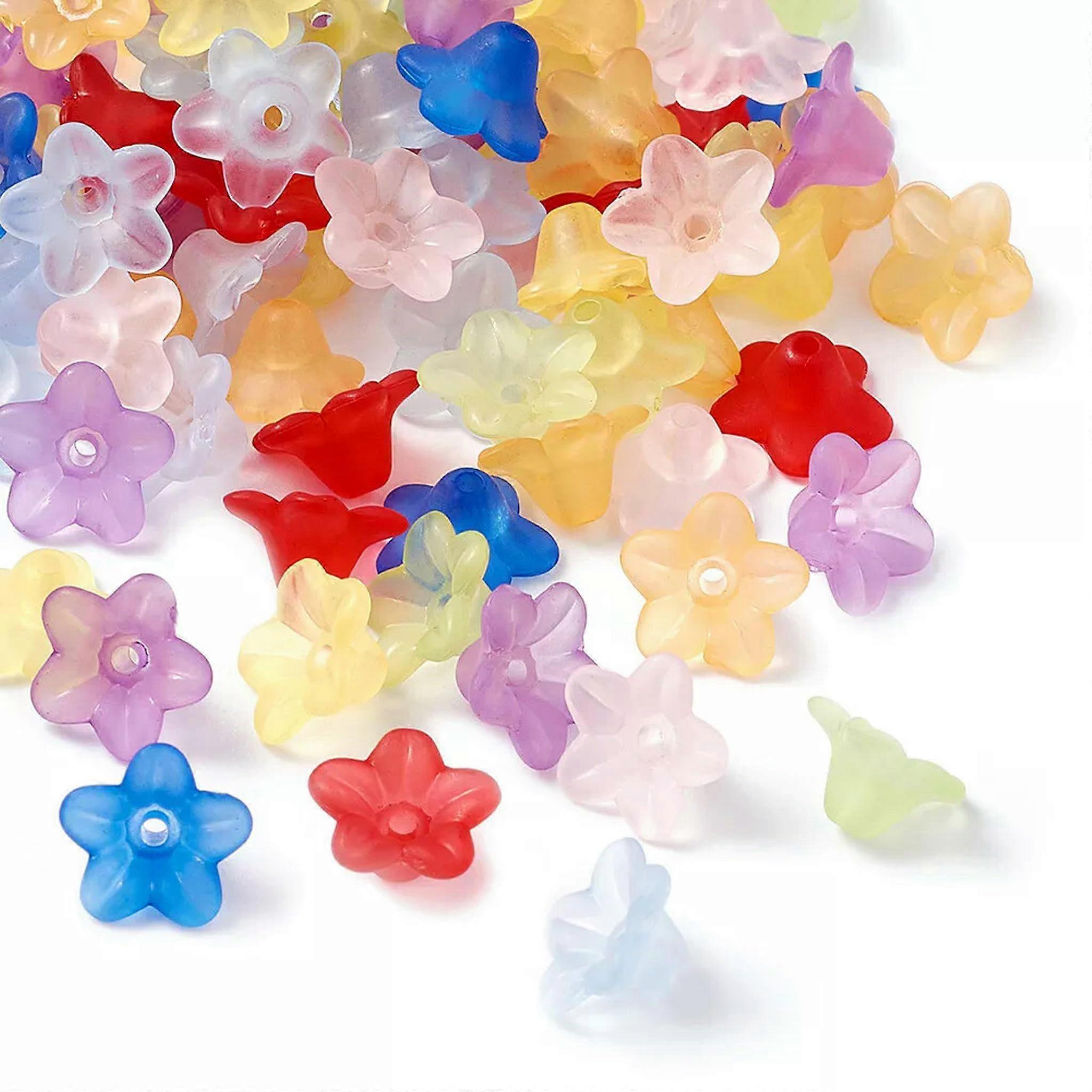 Frosted Acrylic Flower Spacer Beads Caps Transparent Tiny 10 x 5 mm Pack of 100