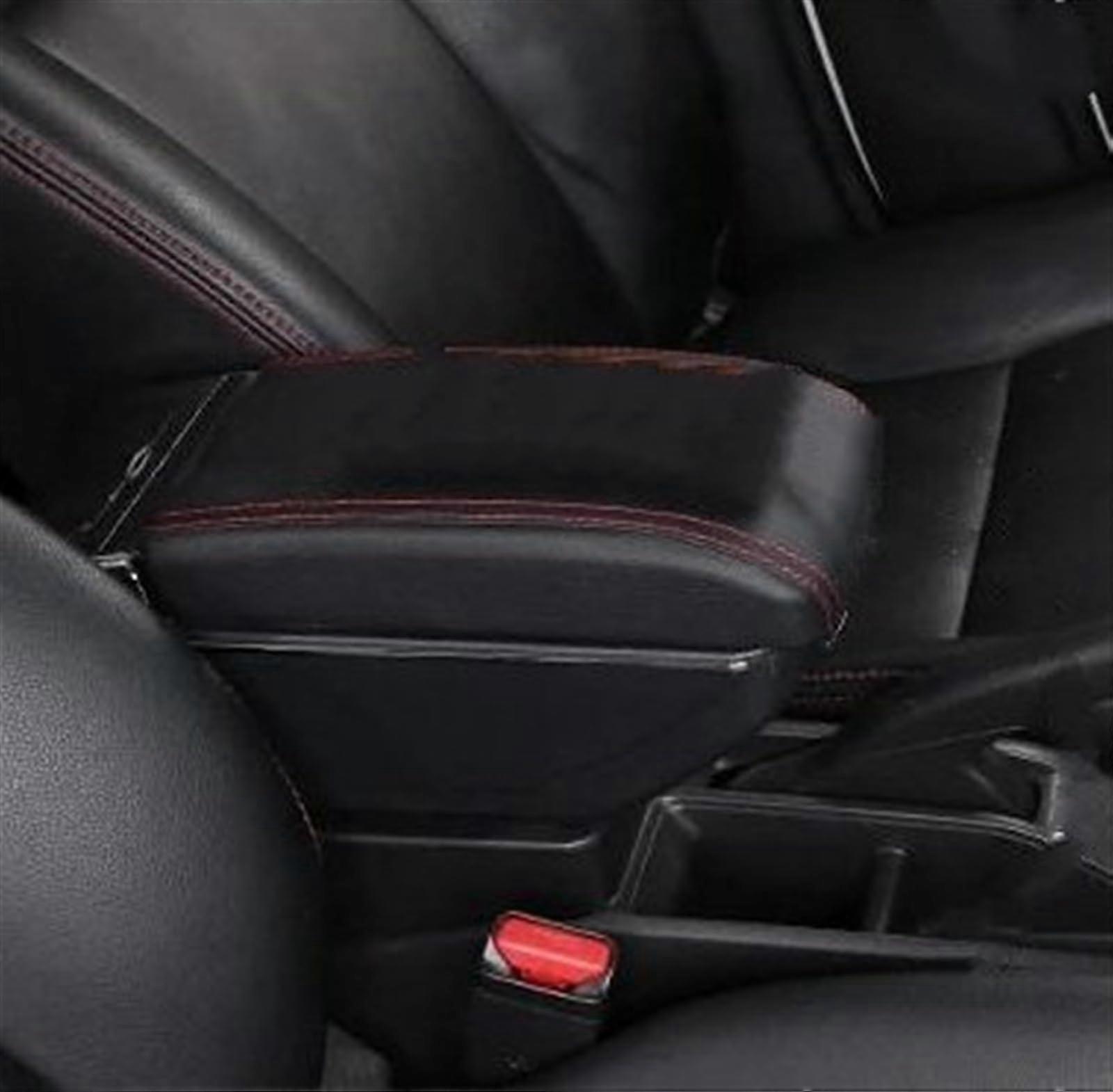 Auto Armlehne Box for Swift 2005-2022, PU Upholstered Multifunctional Car Interior Accessory, D Style Black Red