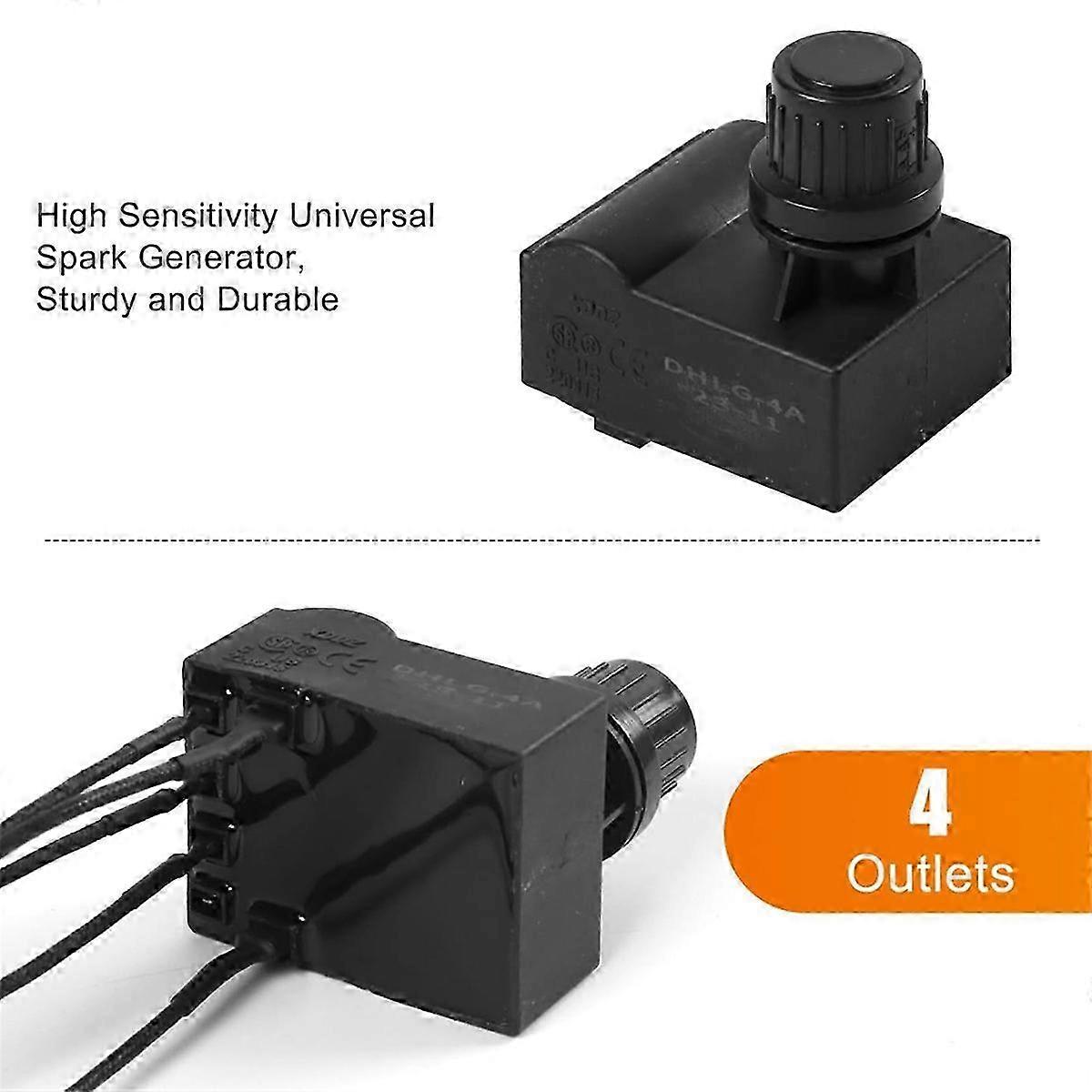 4-Outlet Ignition Module Kit with Wires and 2 Push Buttons for Gas Grills