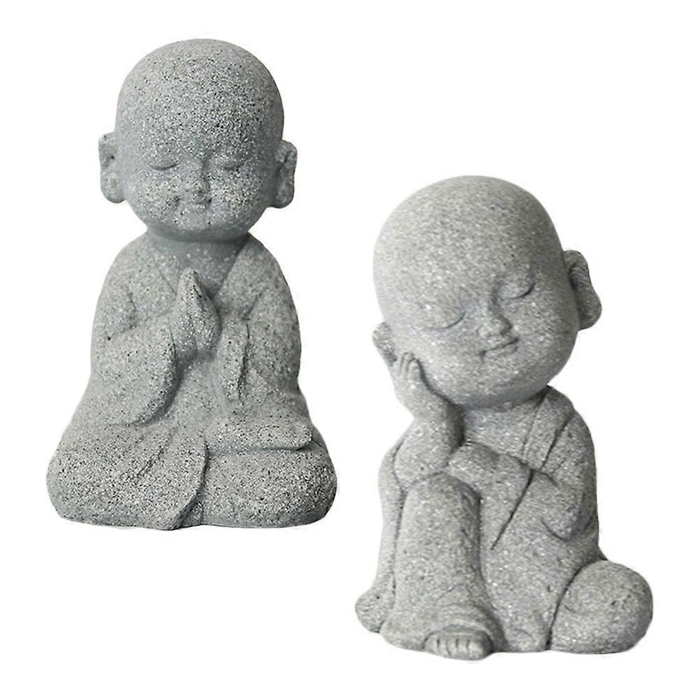 2Pcs Simulated Models Gardening Adornments Porch Zen Decoration Gray