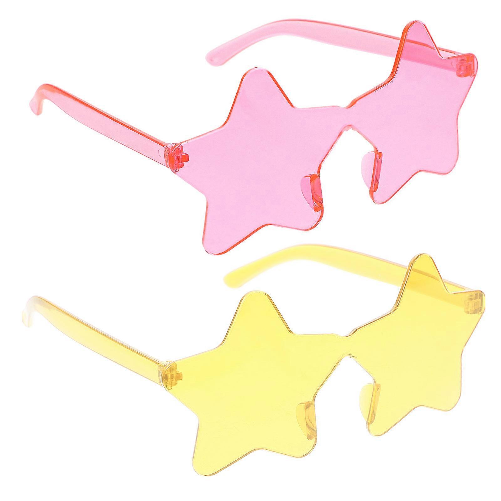 Star Shaped Sunglasses for Photo Props and Beach Party Favors Assorted Color PC Material 2 Pieces