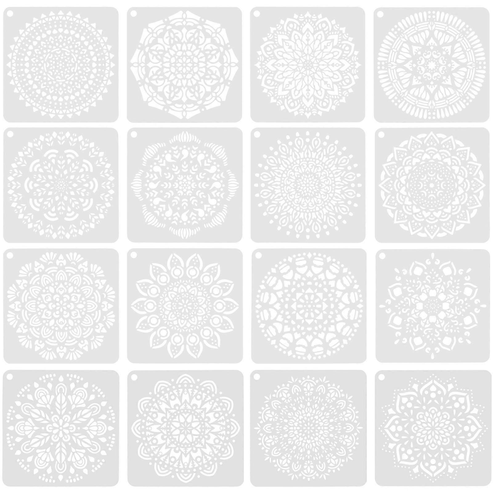 Drawing Stencils 16 Sheets Portable Stencils For Home Decor 15x15cm Decorative Patterns Ideal For Beginners
