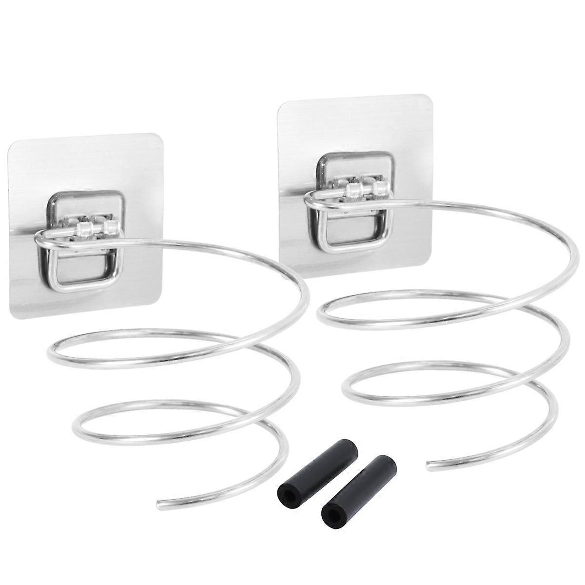 2Pcs Hair Dryer Wall Mount Organizer Assorted Color Concise Design For Bathroom And Saving Rack