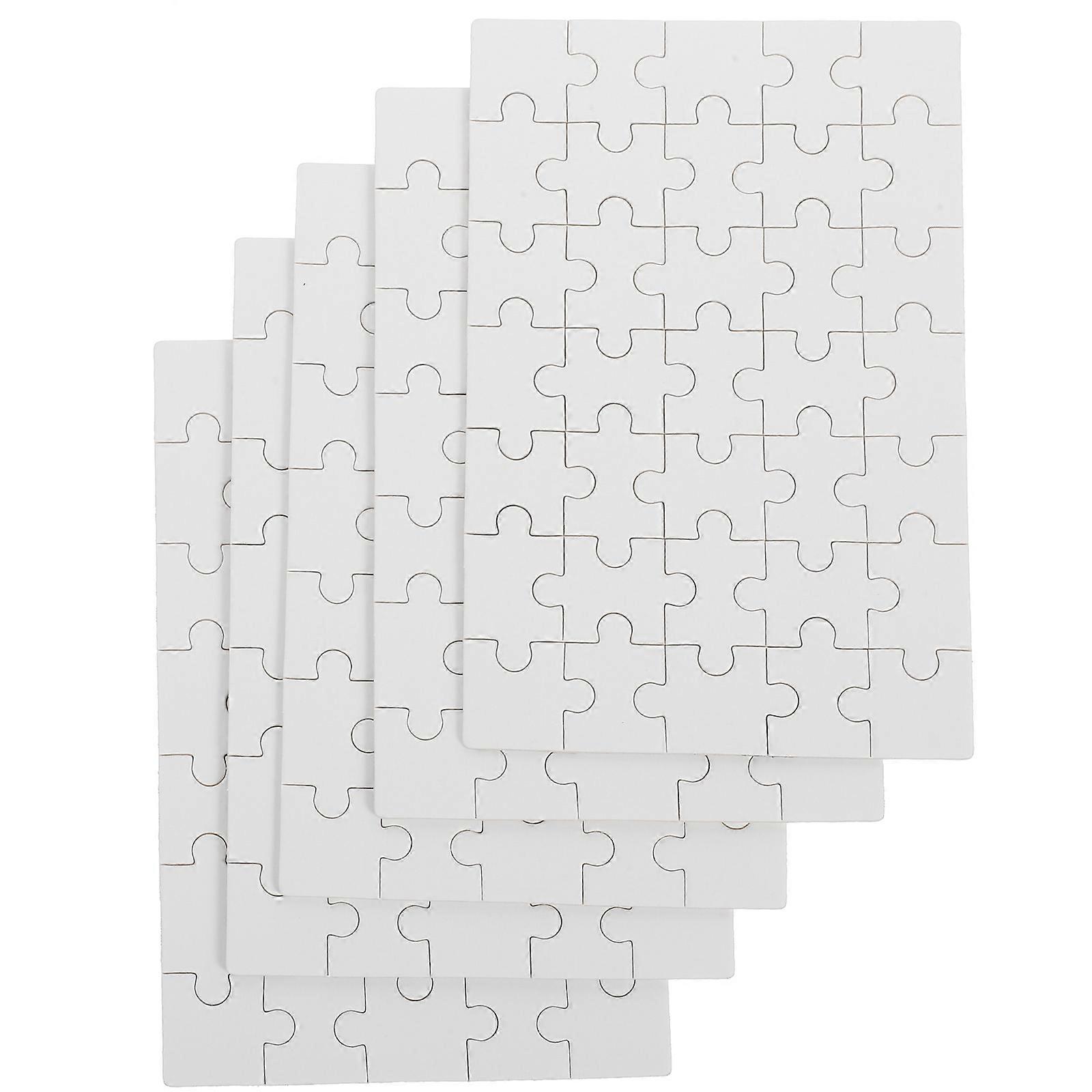 Quebra-cabeça em branco 5 conjuntos para DIY e ocasiões de transferência de imprensa térmica como chuveiros e atividades de sala de aula com forma retangular branca