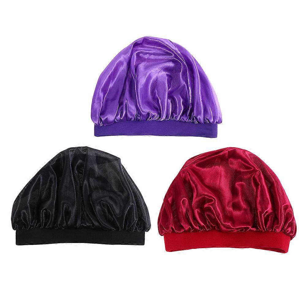 Durable Wide Brim Sleep Hats For Kids Ideal For Bathing And Sleeping With Hair Protection Feature 3Set