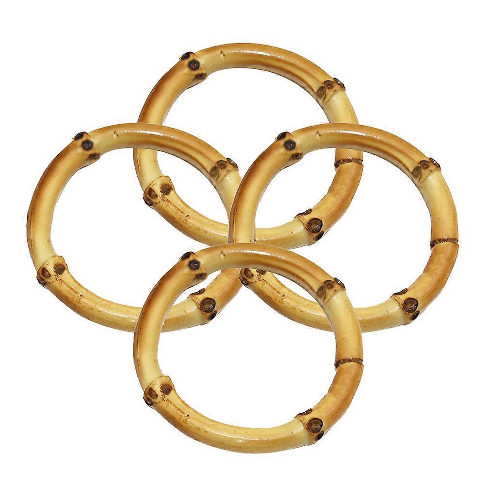 4pcs Bamboo Round Napkin Holders Rustic Serviette Rings for Dining Table