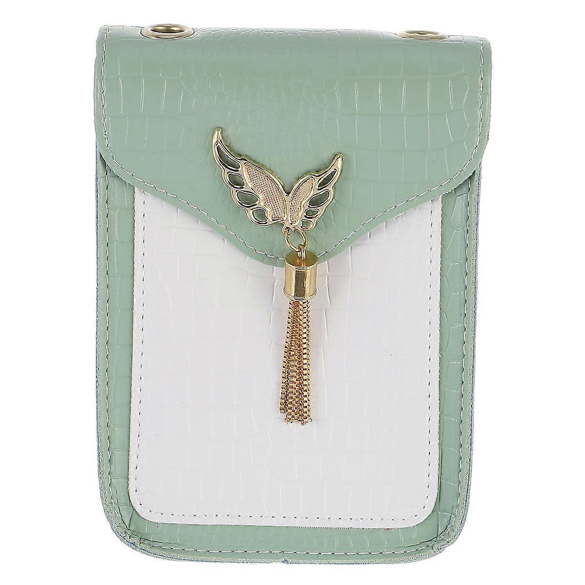 Chain Bag Pattern Square Crossbody for Dating Green Pu Material 1Pack