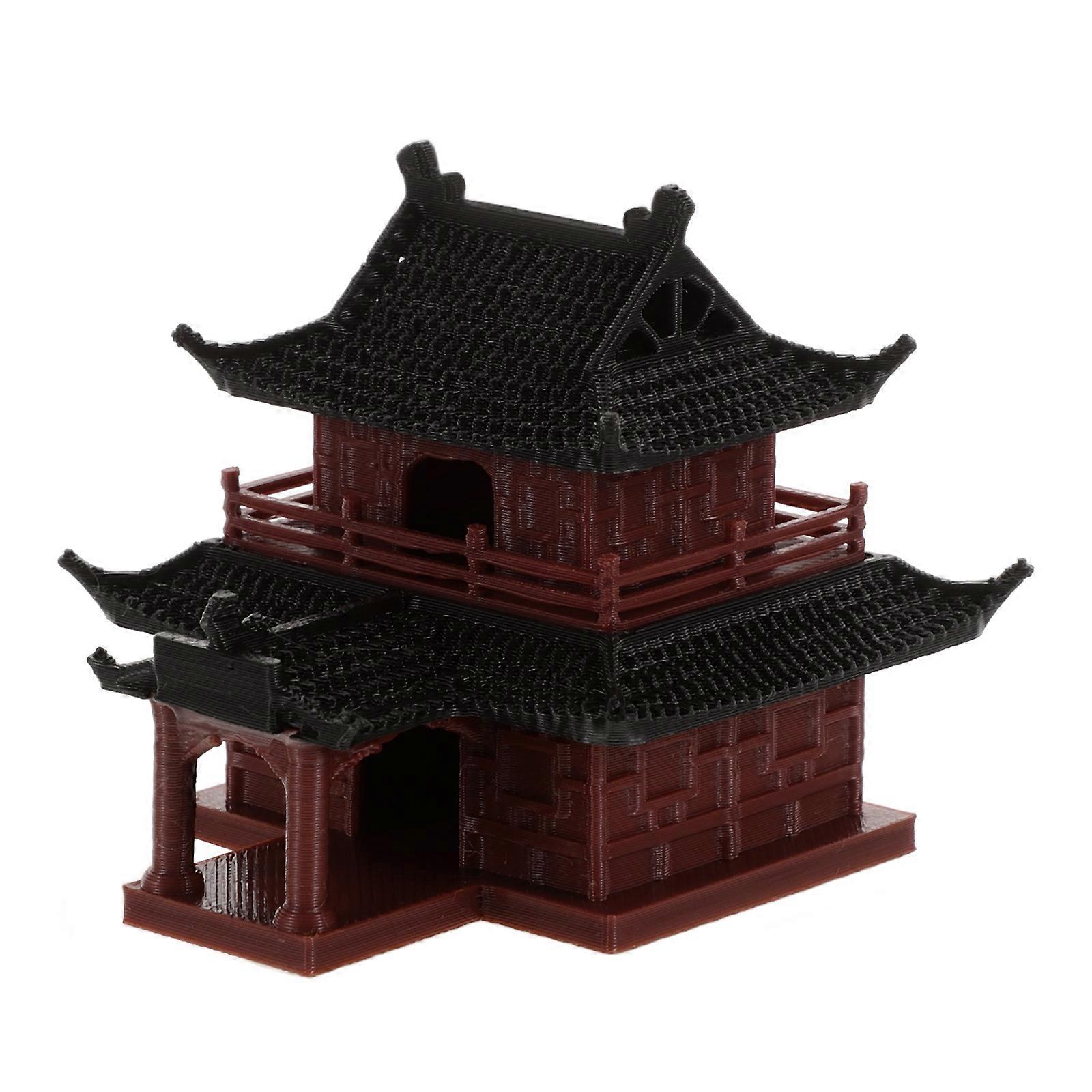 Mini Plastic Pavilion Statue for Fish Tank Decoration in Brown Color Perfect for Small