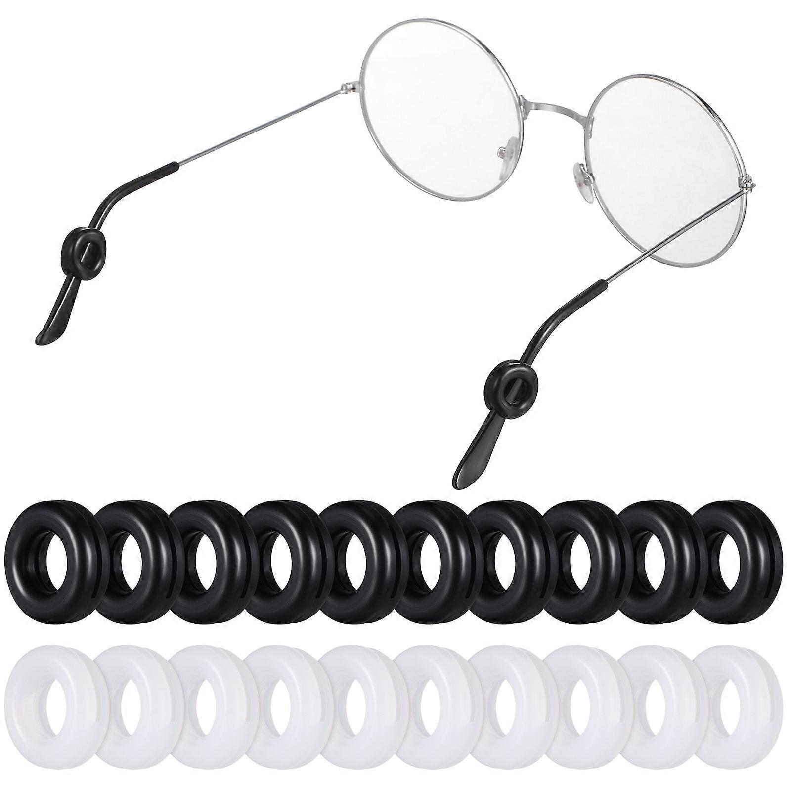 10 Pairs Silicone Eyeglasses Retainers Temple Tips Anti Ear Hooks Holders for Eyewears ( Black White )
