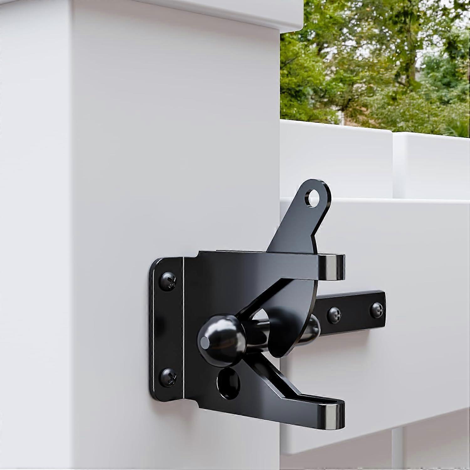 Heavy-Duty Self-Locking Gate Latch for Wood Fence Gate - Automatic Gravity Lever, 4.6in, D
