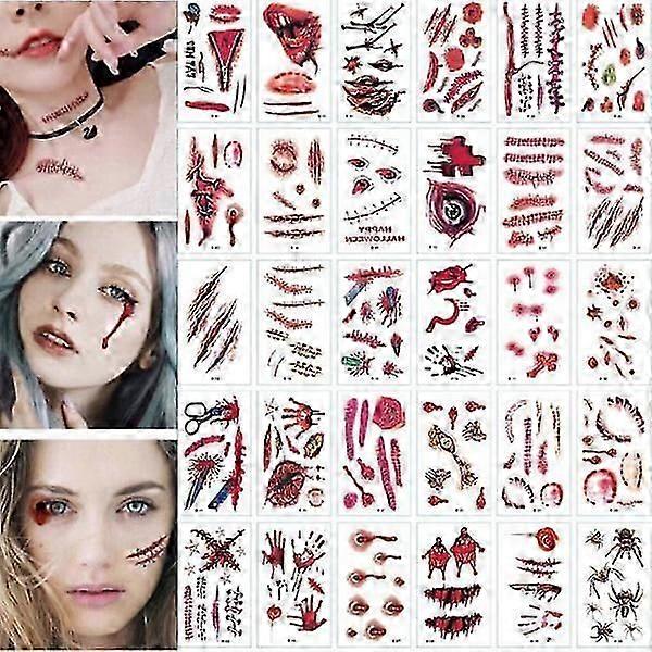 Halloween Wound Tattoo Stickers Multicolor