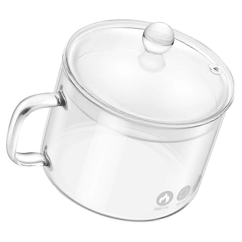 Heat Resistant High Borosilicate Glass Stew Pot with Lid – Clear Transparent Noodle Bowl for Soup, Ramen, and Home Kitchen Cooking