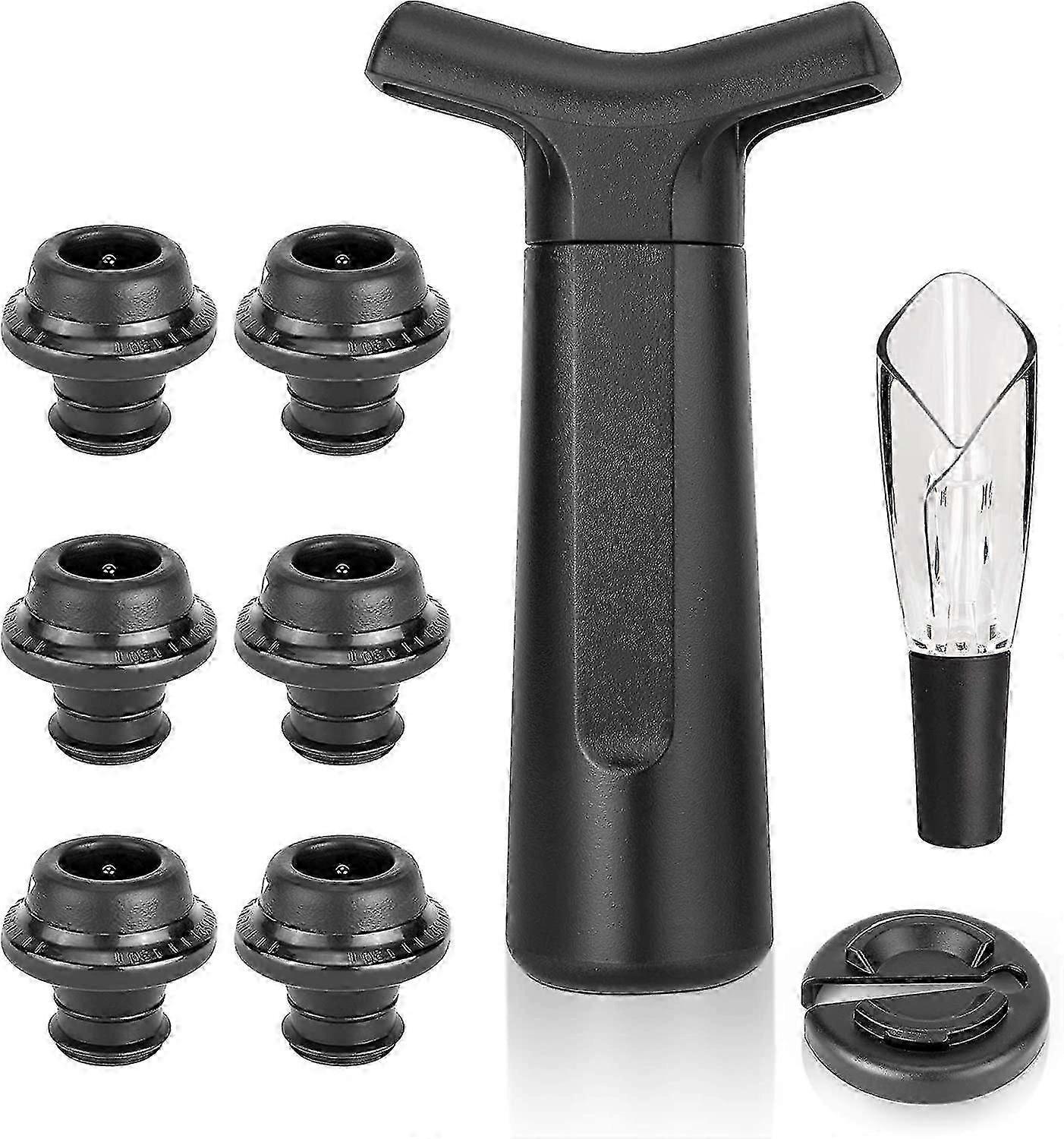 Wine Vacuum Pump With 6 Bottle Stoppers, Heilwiy Time Scale Wine Saver Contains Foil Gift