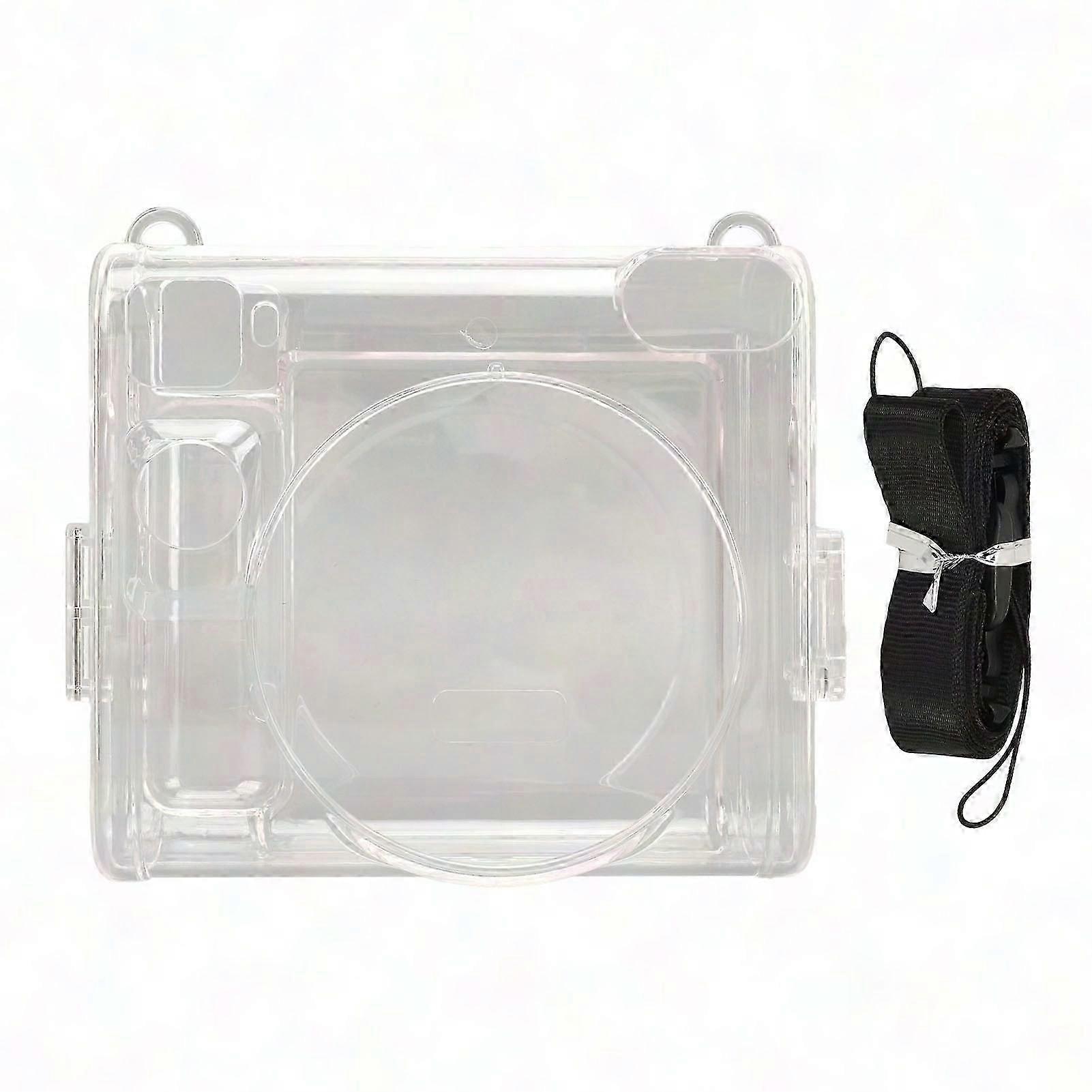 Instant Camera Case Clear Hard Shell with Adjustable Strap for Instax Square SQ40