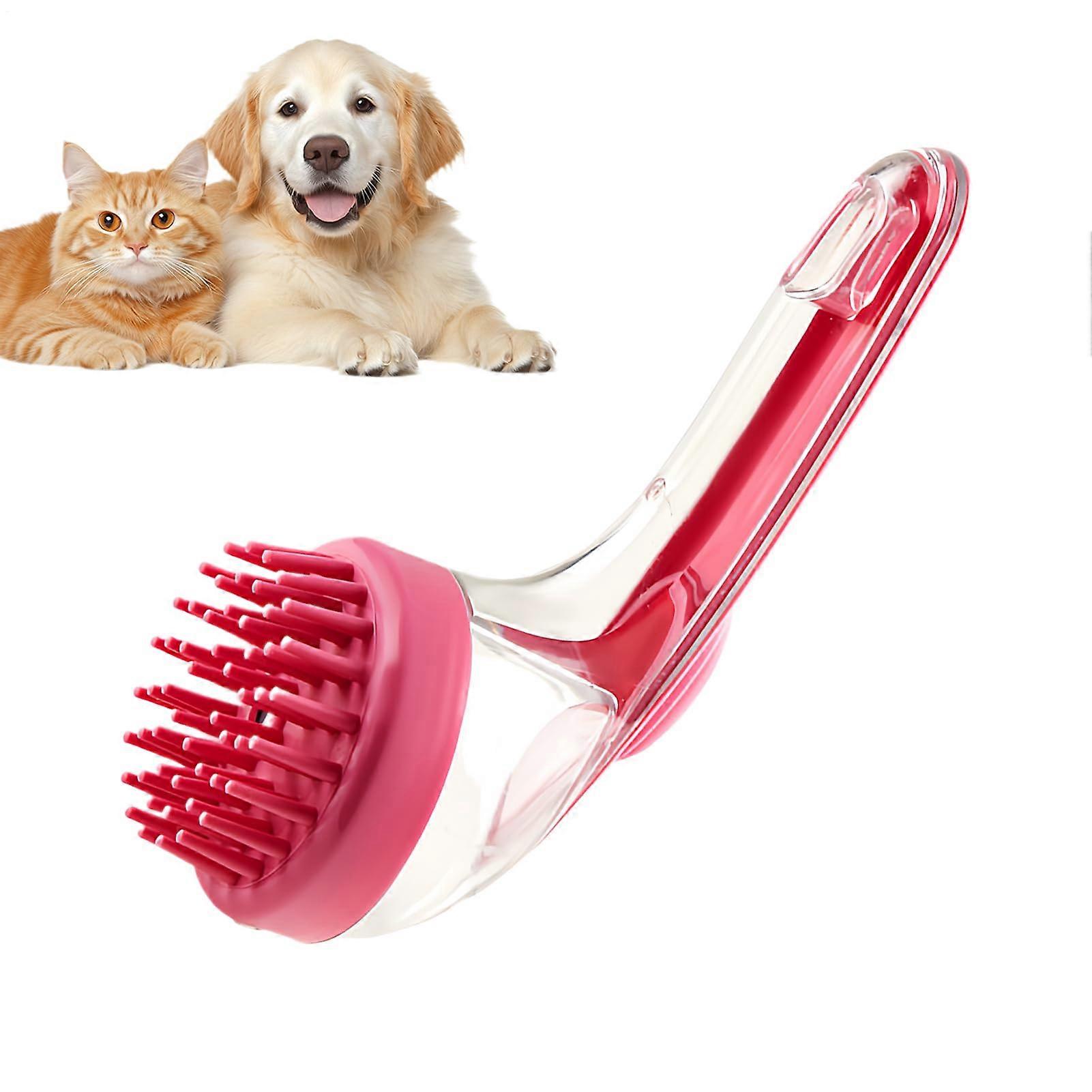 Dog Scrubber for Bath and Grooming | Cat Washing Scrubber with Soap Dispenser for Kittens and Puppies, Pink Travel Brush