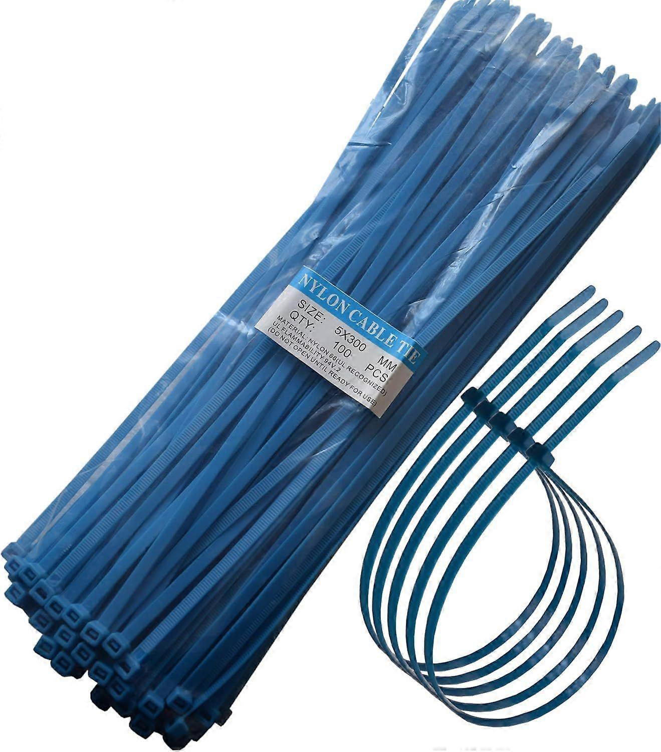 12" Heavy Duty Self-Locking Nylon Cable Zip Ties, 100 Count (Blue)