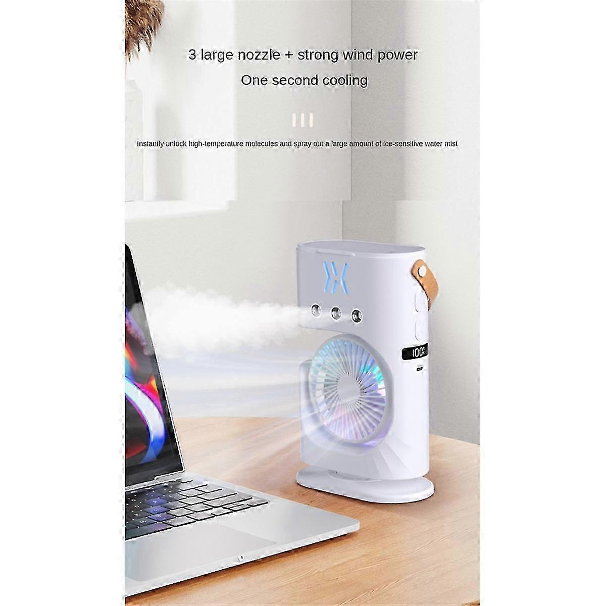 Portable Desktop Humidifier Air Conditioner Fan Household Small Air Cooler Fan Sprays Fan for Office 7 Color Lighting