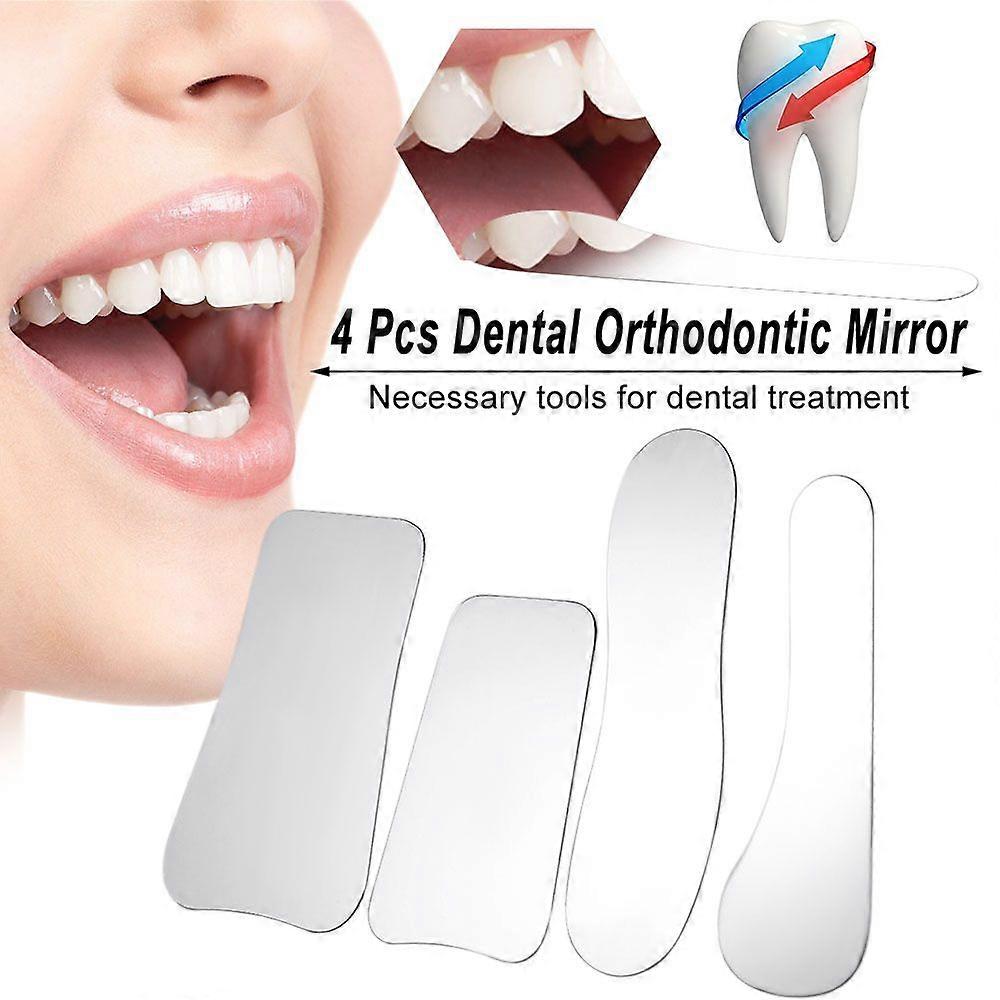 1 Set 4Pcs Stainless Steel Dental Photography Mirror Orthodontic Intra-oral Reflector Plated Glass Dental Tool