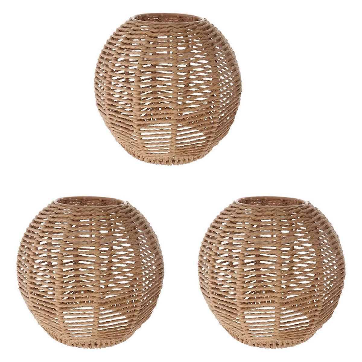 3X Home Lighting Rattan Lamp Cover Handmade Woven Chandelier Retro Lampshade Homestay Lampshade Deco