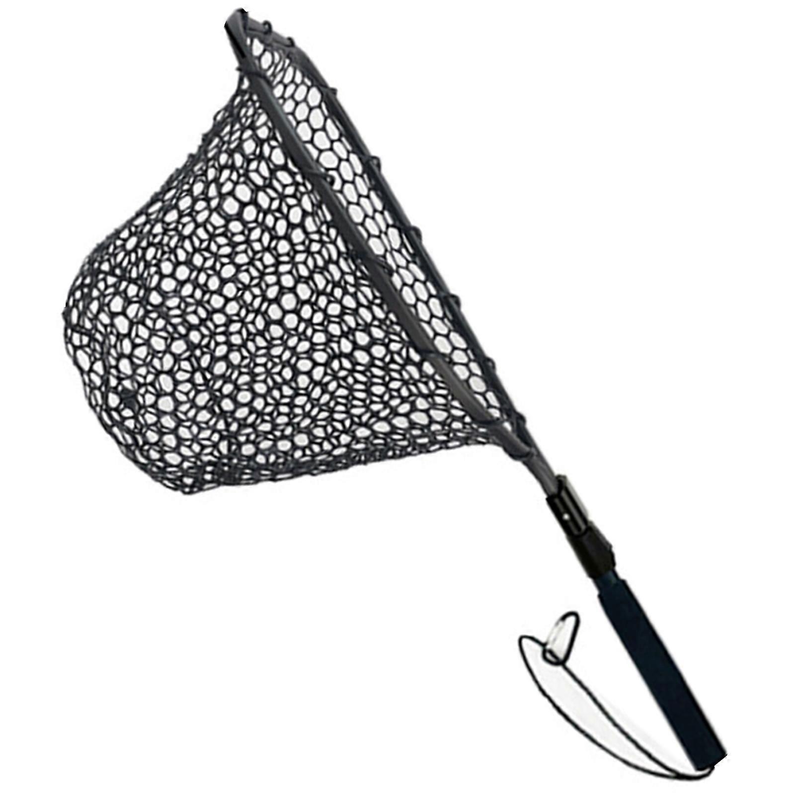 Silicone Mesh Aluminum Fishing Net Foldable Fish Landing Net for Safe Fish Catching Collapsible Handle Fishing Tool Multicolor
