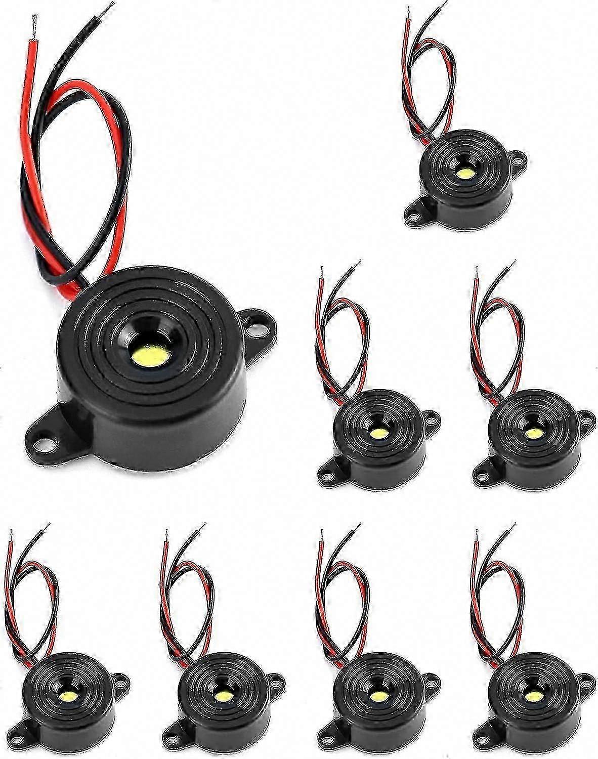 8 Pcs 3-24V Piezoelectric Buzzer 87dB Continuous Sound Alarm for Physical Circuits, 100mm Cable