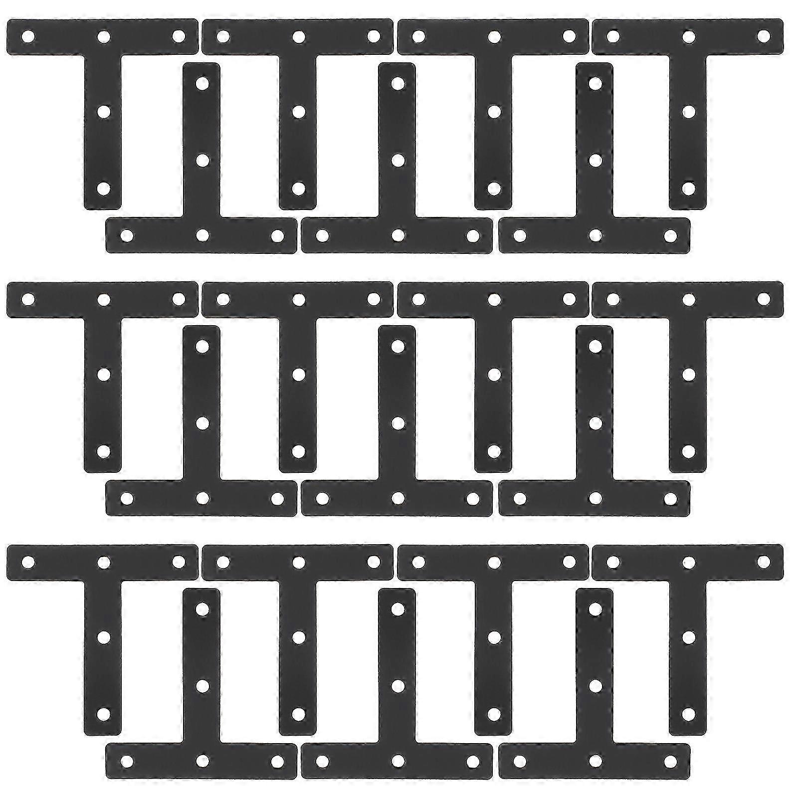 20 Pcs Flat Braces T Shelf Bracket Shelf Supports Furniture Mending Plates8.00X8.00X0.10CMBlack
