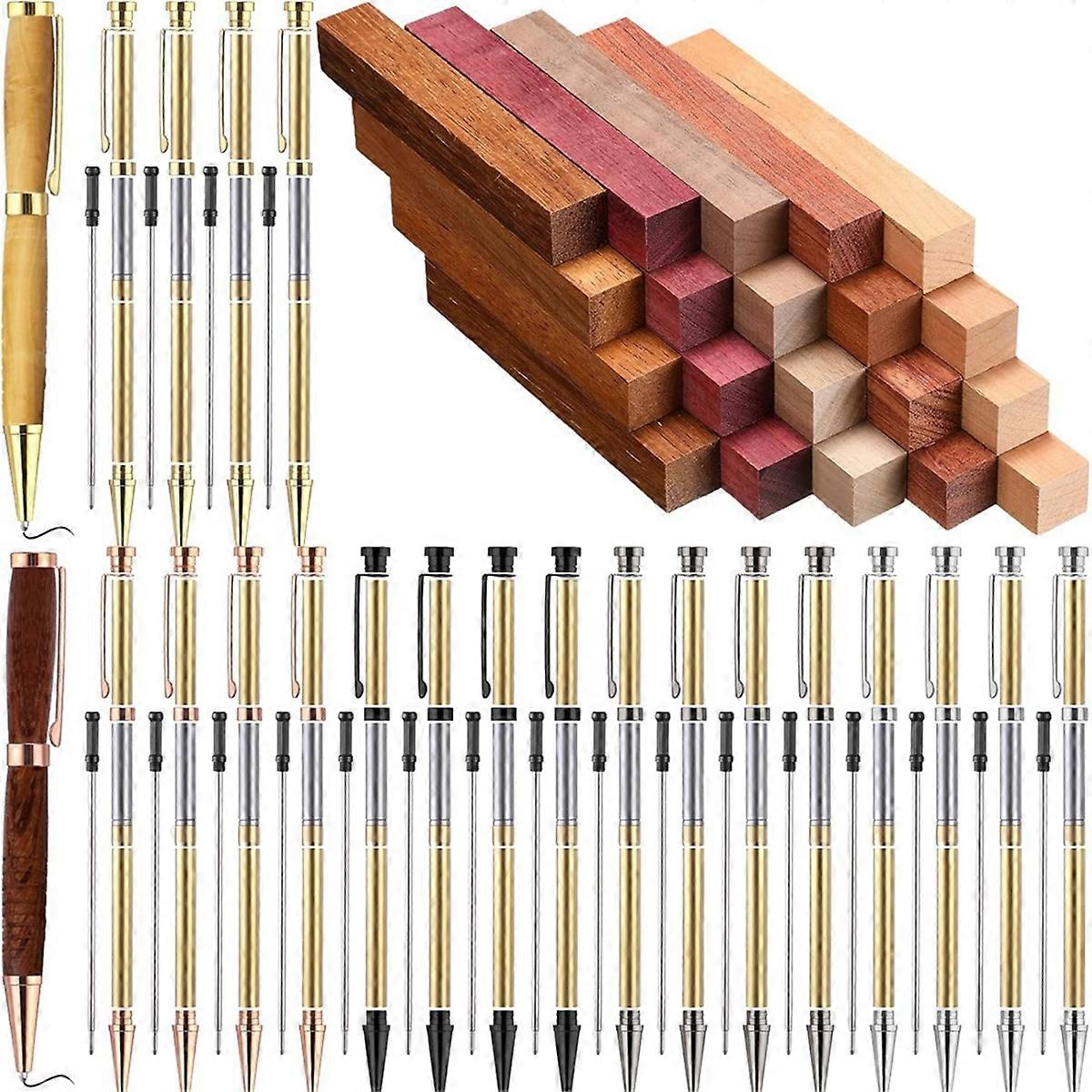 20Sets Woodturning Pen Kits Project Supplies Including 7mm Slimline Pen Kits with Refill and Pen Blanks Lumber for Lathe