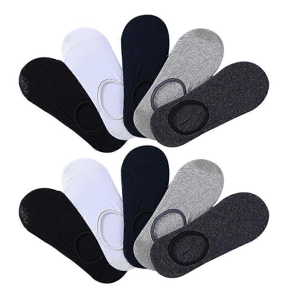 10 Pair Summer Cotton Socks Non Slip Shallow Boat Socks Invisible Socks for Men and Boys Random Color