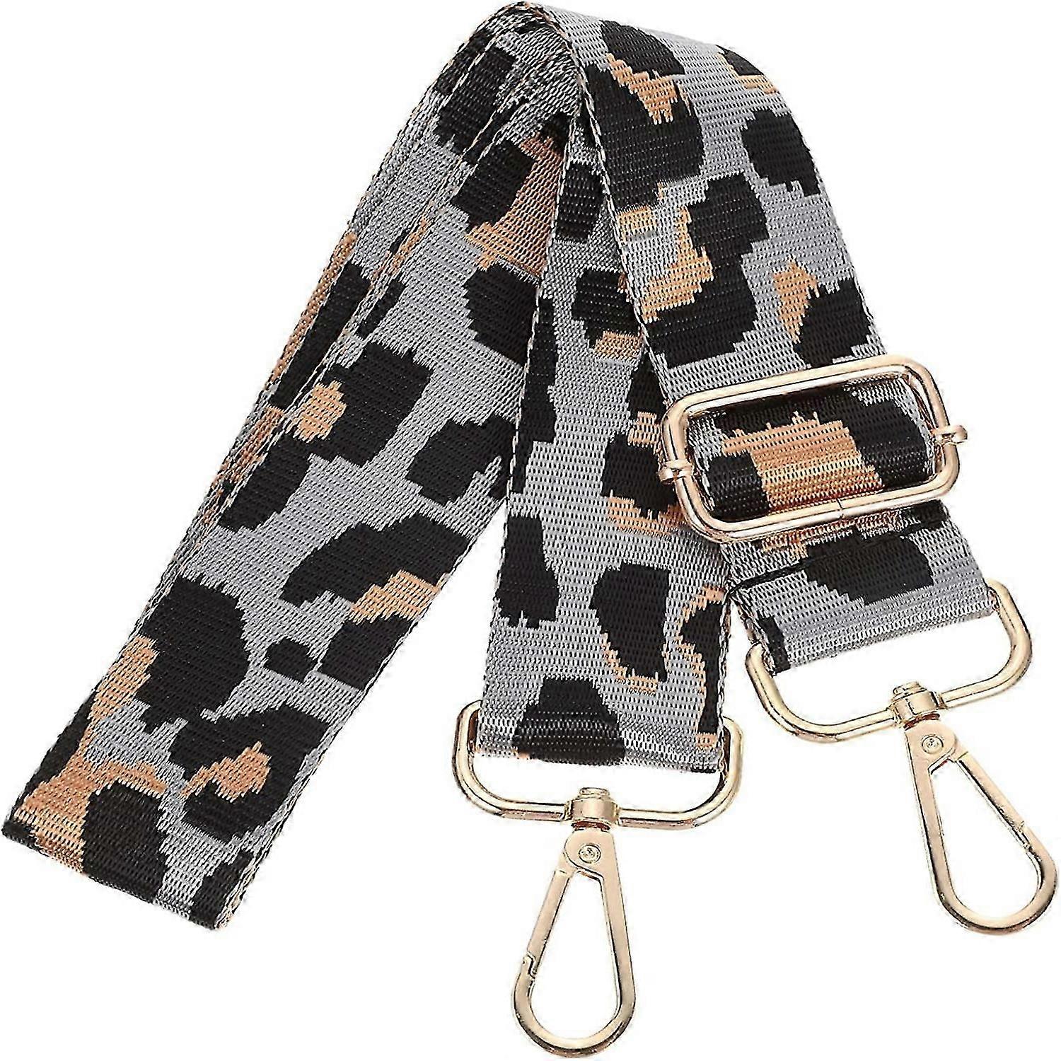 Adjustable Leopard Print Wide Strap Women's Crossbody Bag Accessory (grey)