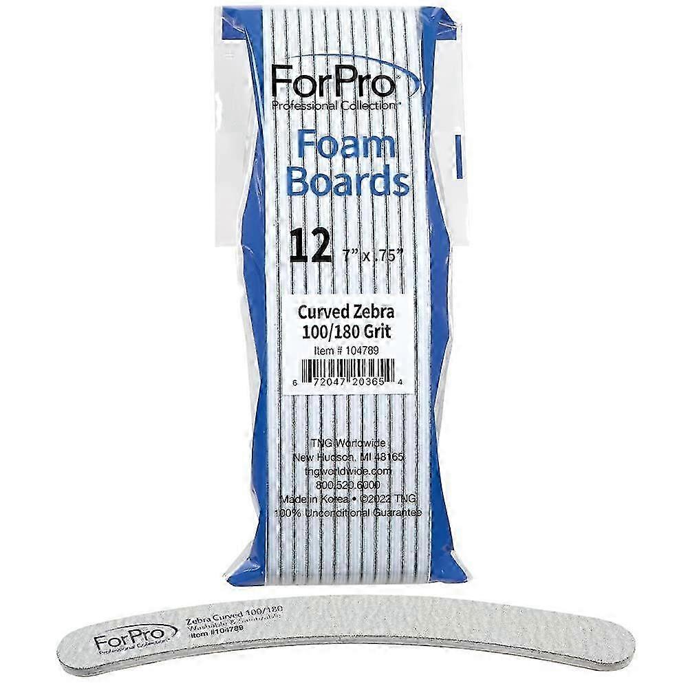 2025 Latest Model Zebra Curved Foam Board, 100/180 Grit, Double-Sided Manicure