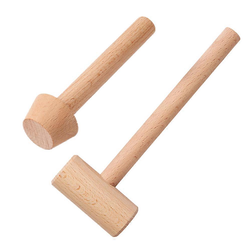 2 Pcs Wooden Mallets Mini Hammers Pushers Egg Tart Molds Assorted Color