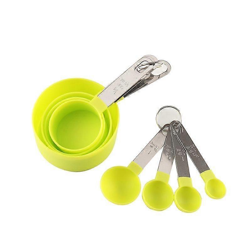 Measuring Cups & Spoons Set, Stackable Cups and Spoons, Nesting Measure Cups with Stainless Steel Handle, Kitchen Gadgets for Cooking & Baking(Green)