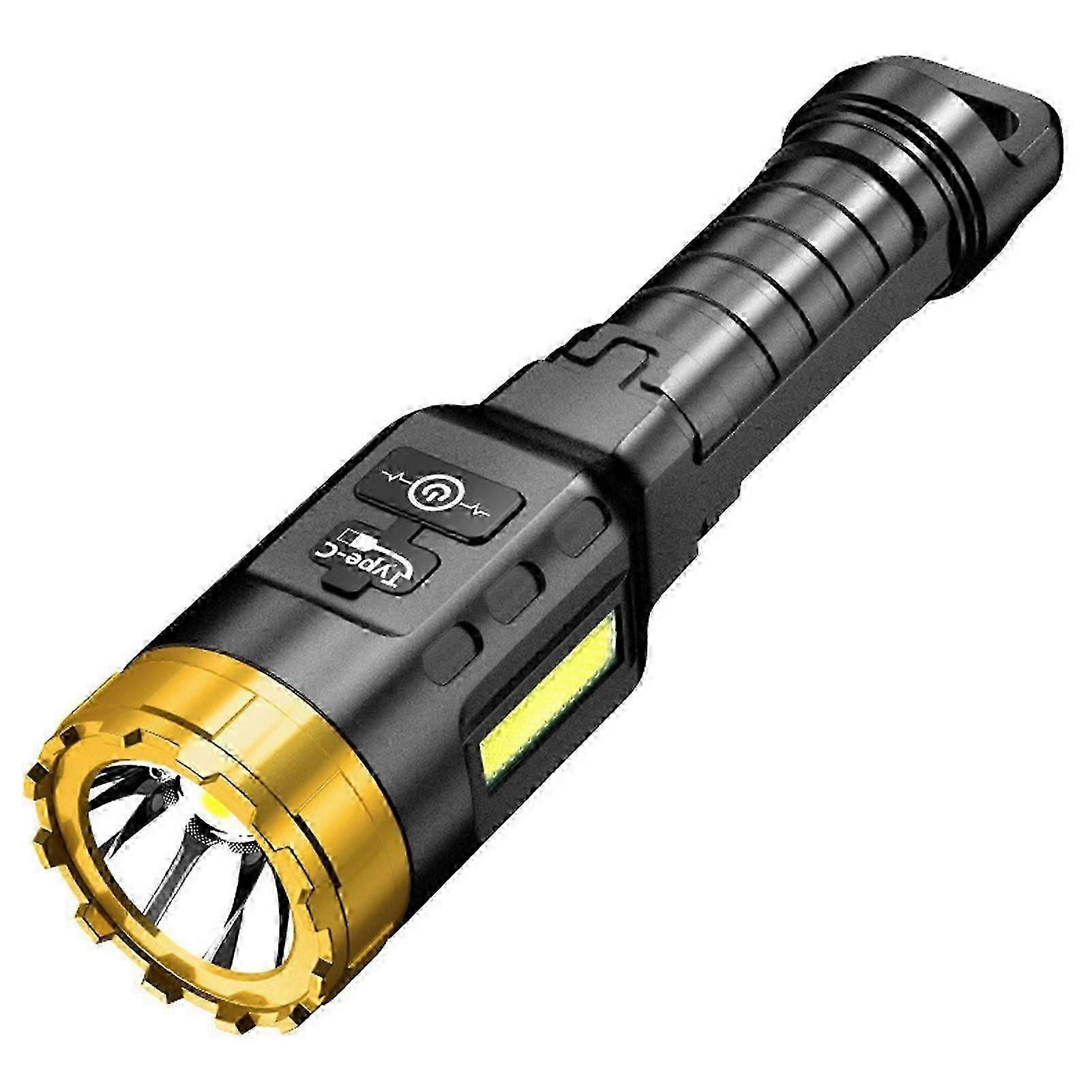 High Bright Flashlight with Side Lights Multi-Purpose Lightweight Light for Hiking Walking