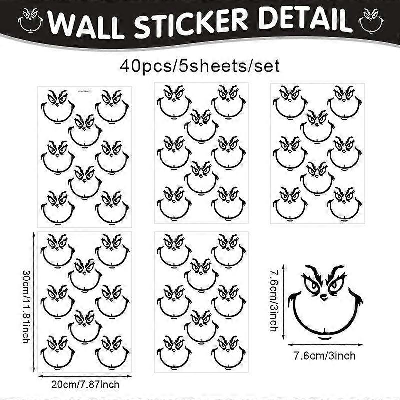 80枚/10枚 Finduat グリンチ ステッカー 装飾品用 グリンチ フェイス デカール ビニール ステッカー -sz.224