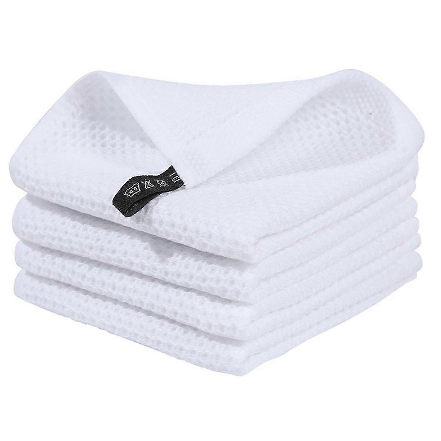 Waffle-Weave Kitchen Dish Cloths, Drying Dish Towels White