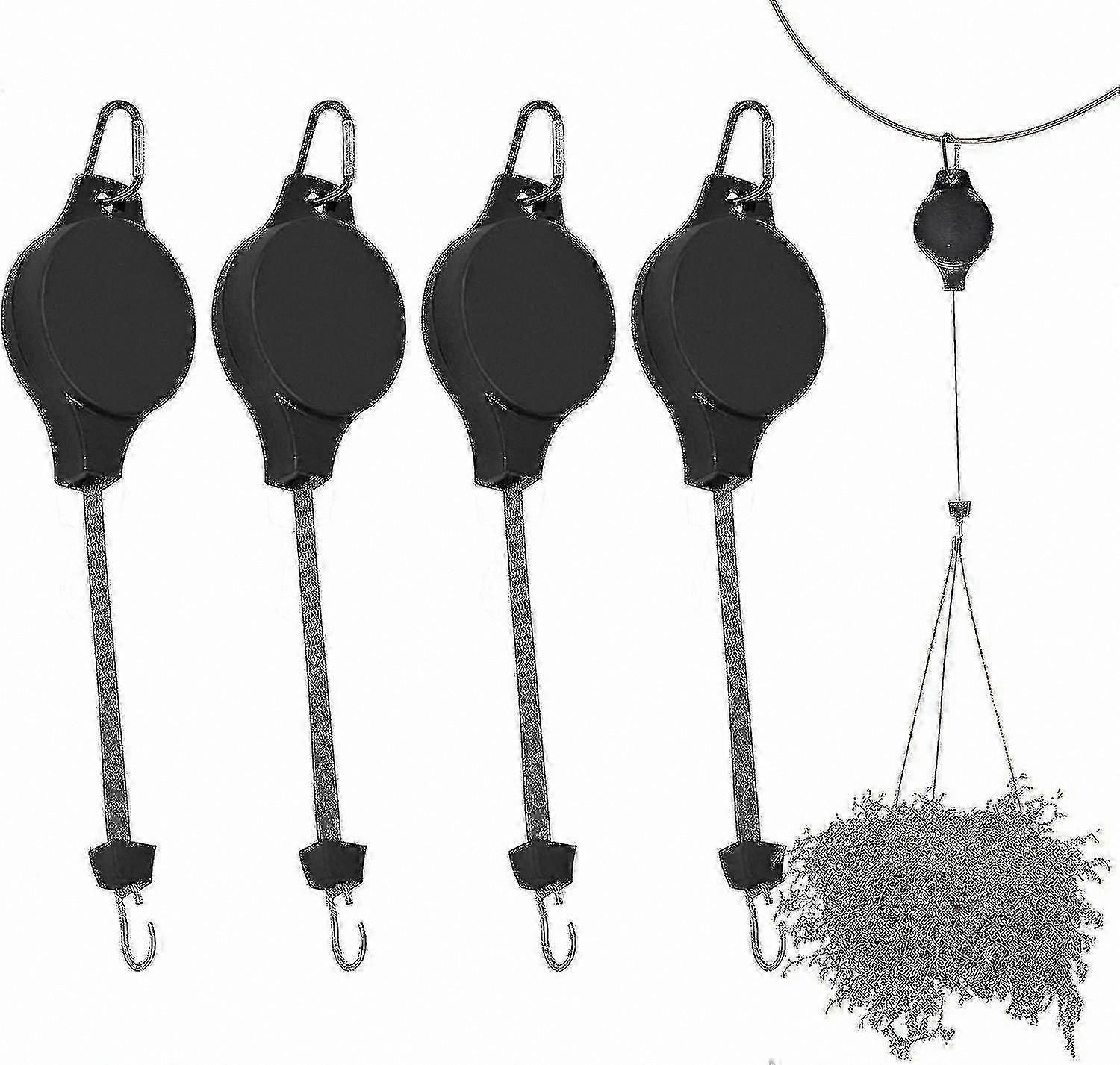 Retractable Plant Pulley System with Adjustable Hooks for Hanging Baskets and Flowers