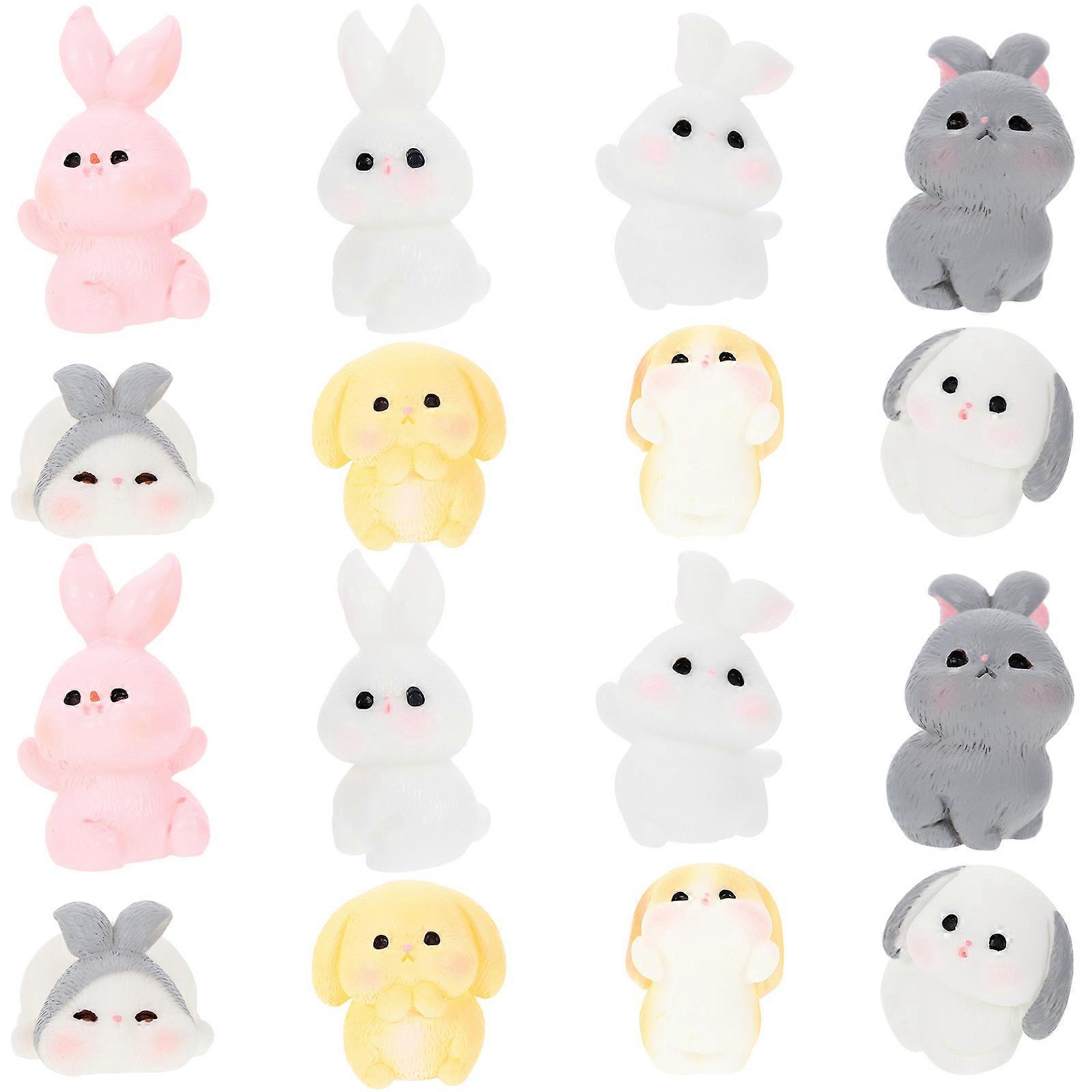 Garden Ornament Resin Tiny Rabbit Crafts Bunny Shape Decor with 80Pcs