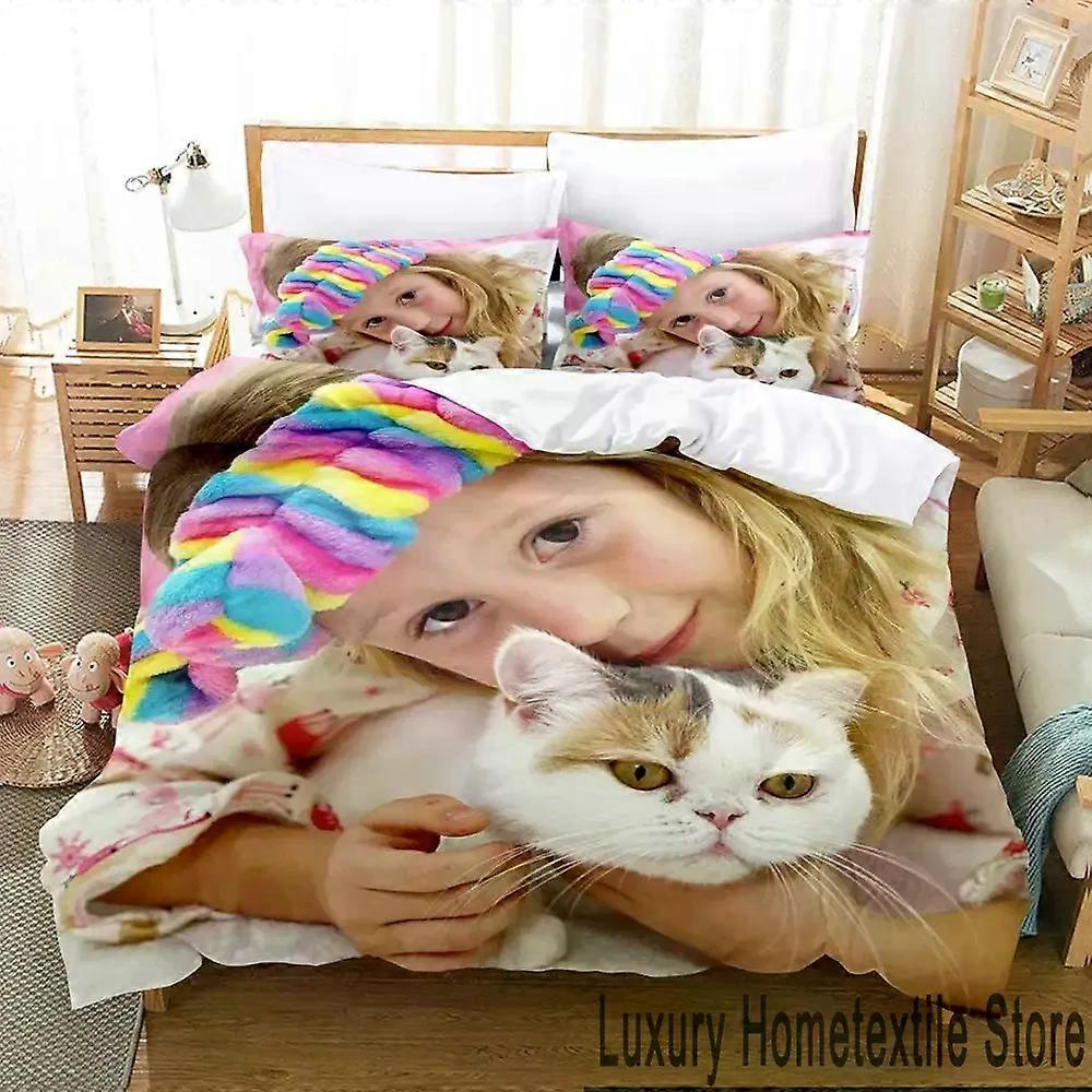 PIN2255 3D Printed Bedding Set Like Nastya, Duvet Cover, Pillowcase, King/Queen Size, for Boys and Adults
