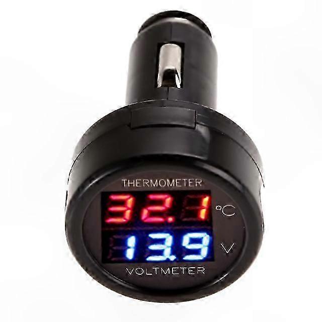 LED Digital Car Voltmeter with USB Charger and Thermometer Function for 12V 24V Vehicles