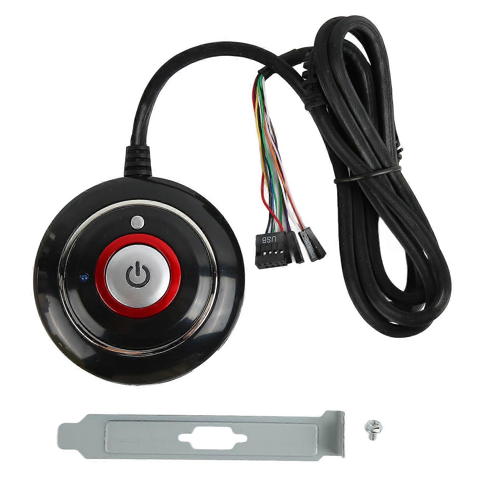 PC Power Button Strong ABS Light Weight Simple Installation Plug and Play PC Power Switch for Internet Cafe 2 USB