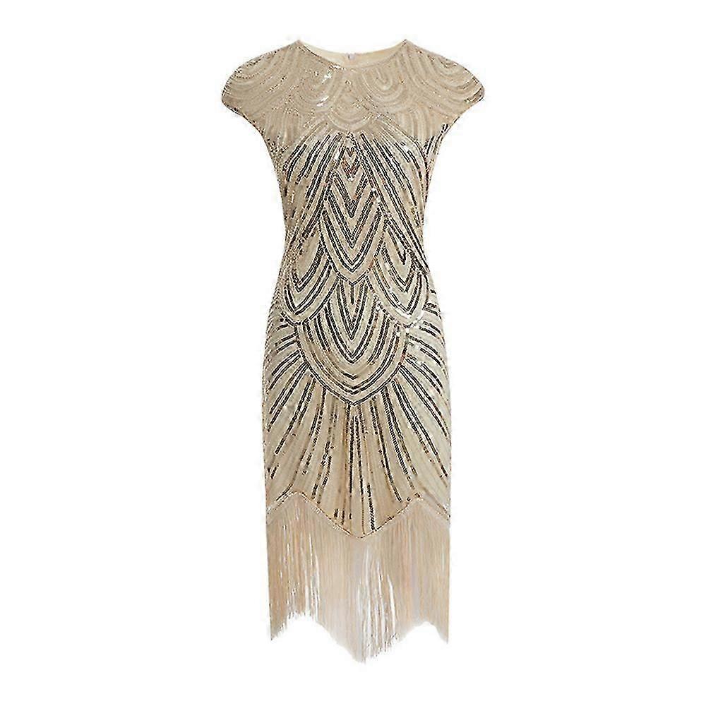 Γυναικεία φορέματα Vintage Flapper της δεκαετίας του 1920 Κρυστάλλινες χάντρες Κρόσσια Μεγάλο φόρεμα Gatsby