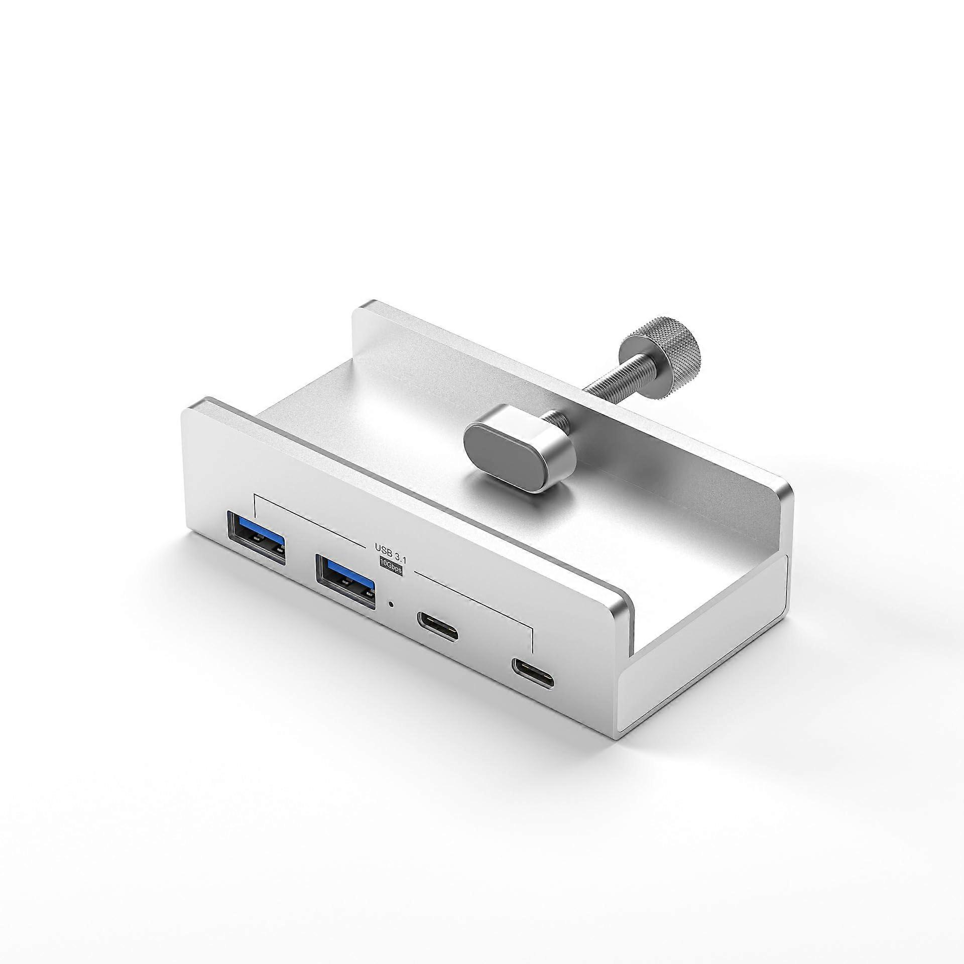 4 Port Aluminum External Dock Station USB 3.1 TypeC Clip Hub 10Gbps Data Transfer PC Desk Computer Accessories