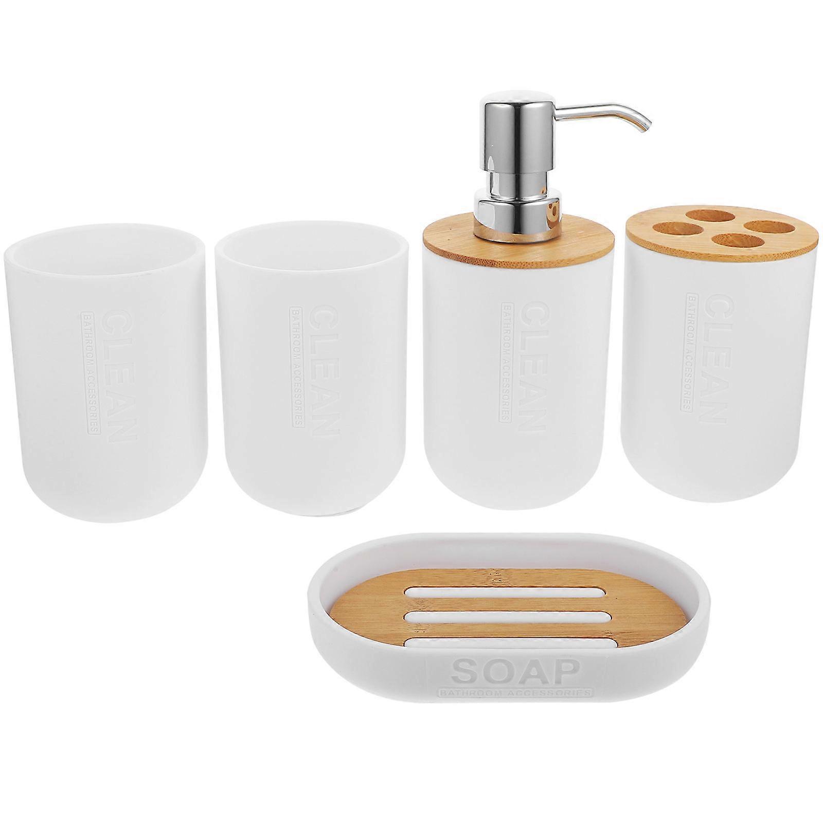 Bathroom Accessories Set Lotion Bottle Dispenser for Storage Use 3Sets White