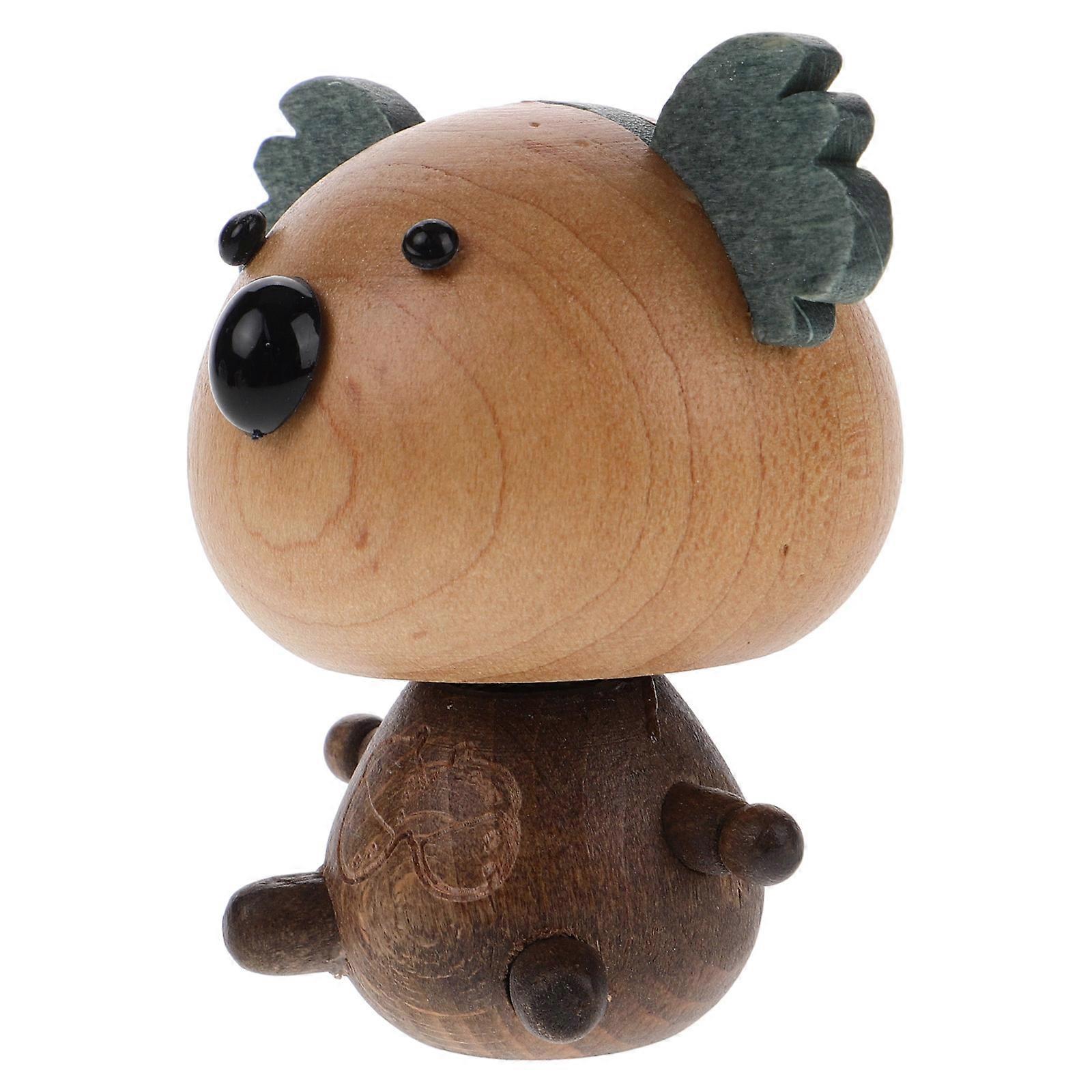 Multi Color Car Dashboard Ornament Bobblehead for Decoration 2Pcs Wood Material