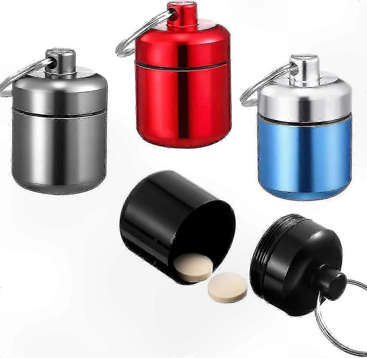 Metal Waterproof Keychain Pill Case Container Holder Organizer Portable Storage Solution