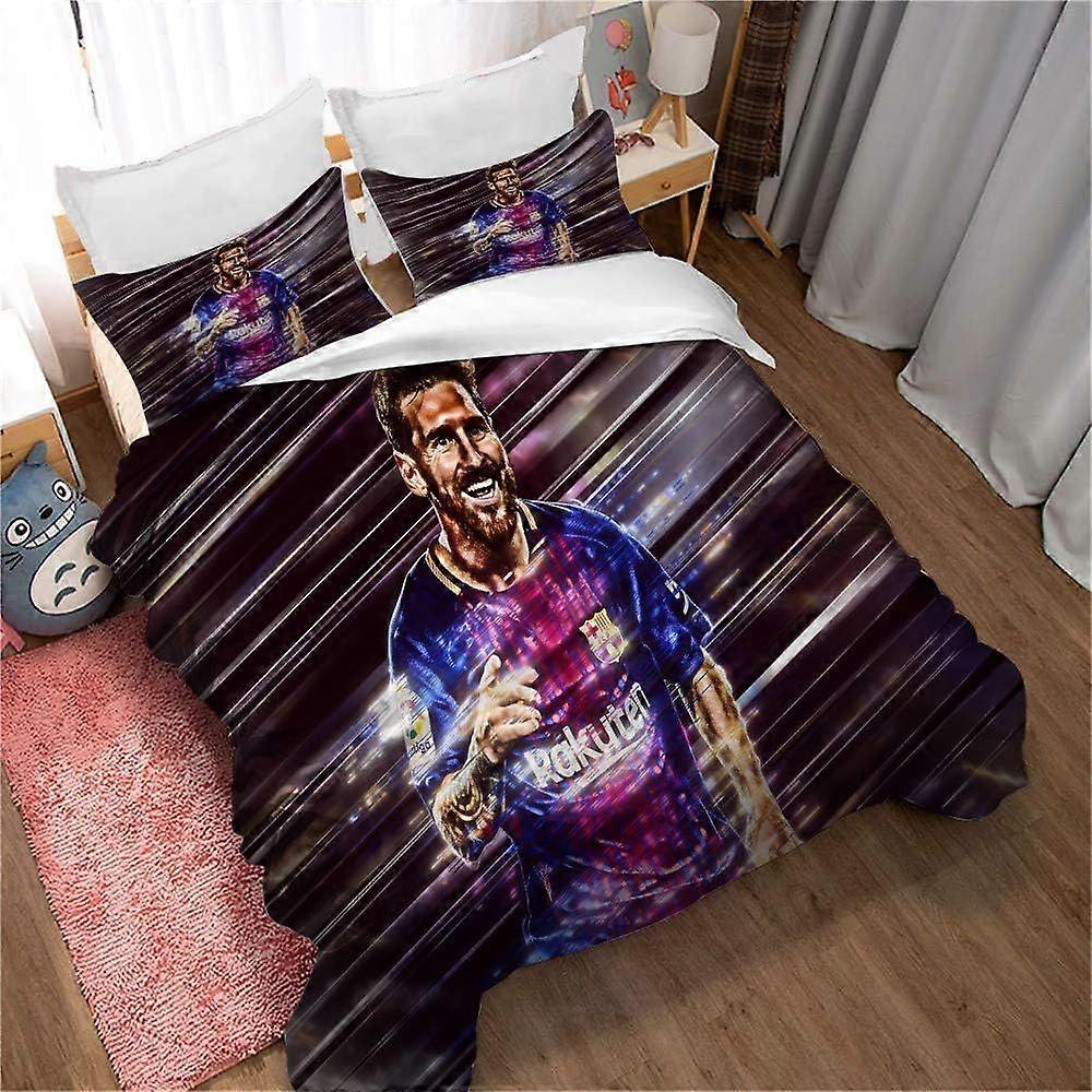 AM827 Person Bedding Set with Microfiber Duvet Cover and Pillowcases, Lionel Messi Bedding Set for Child (200x200cm(Double),Style 06)